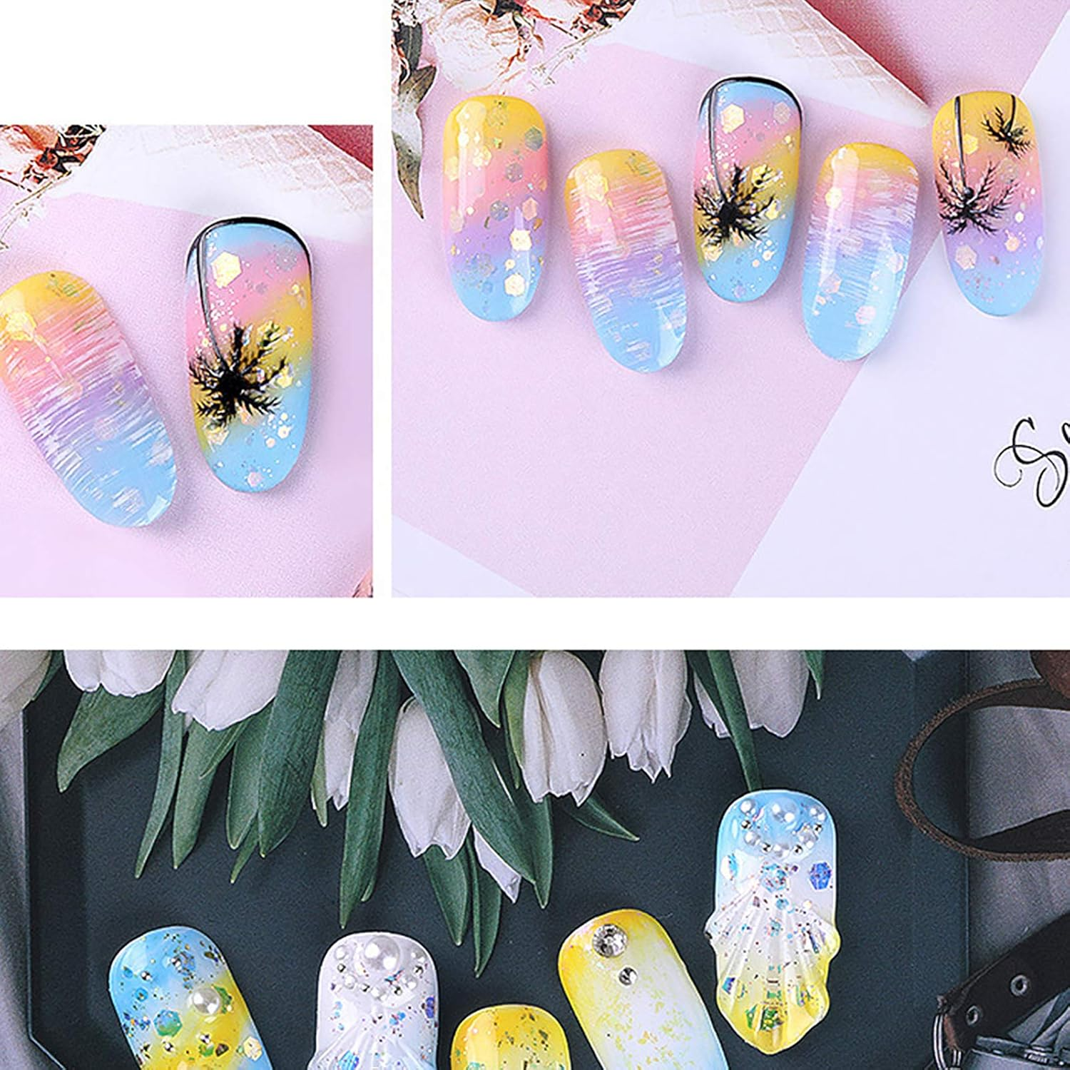 3 Boxes New Nail Accessories Mixed Glitter Nail Art Mixed Nail Sequins Mermaid Nail Sequins image number 1