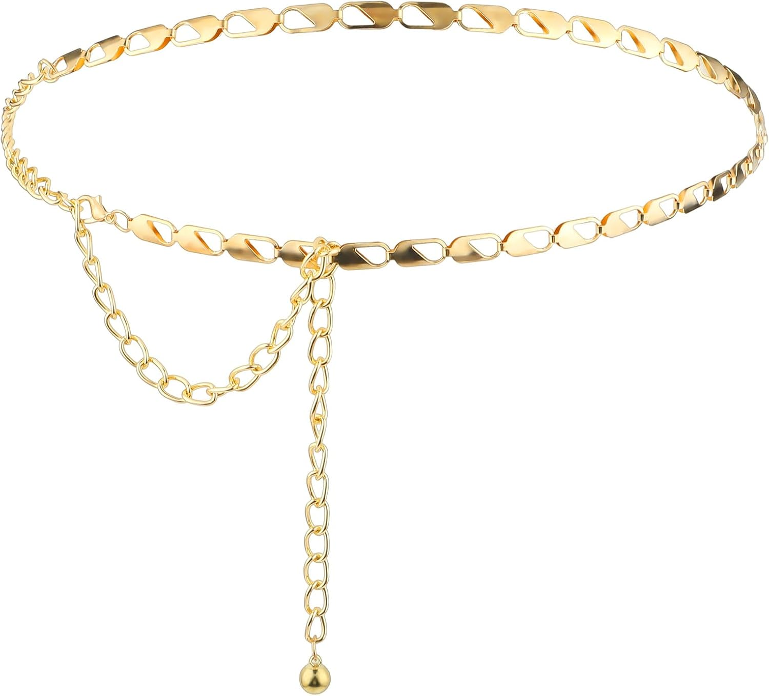 Chain Belt for Women Gold Chain Belt Adjustable Gold Metal Chain Dress Belt Multilayer Chunky Chain Belts for Dress Body Waist Link Belts Chunky Chain Belts for Jeans Dresses, Medium, Iron Alloy image number 4