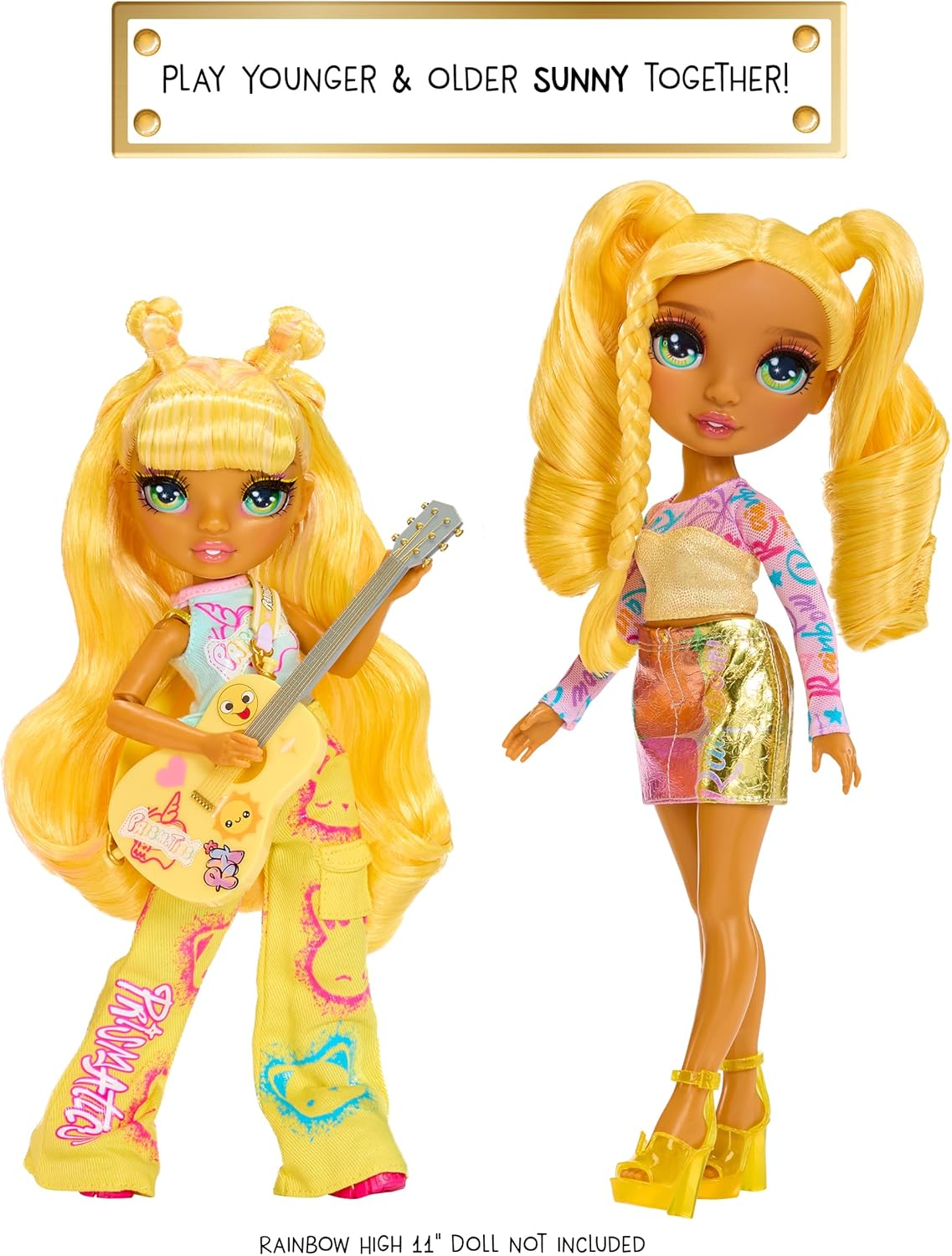 Rainbow High Jr High Rock Band - Sunny, Yellow 9&rdquo; Fashion Doll with Guitar, Customize with Stickers, Posable, for Kids Ages 4+ image number 6