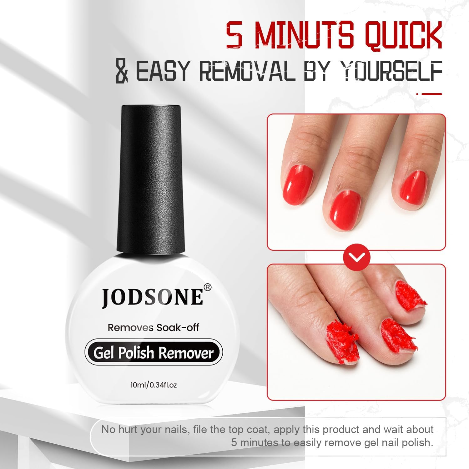 JODSONE 2 Bottles of 10ML Gel Polish Remover No Need Soaking or Wrapping Gel Remover for Nails 3-5 Minutes image number 2