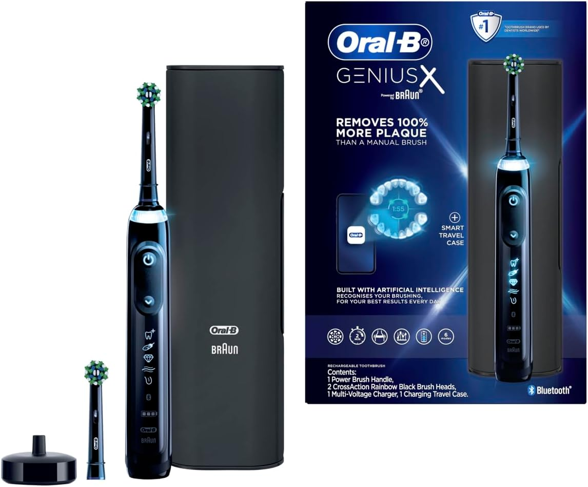 Oral-B Genius X Deep Clean Electric Toothbrush with Travel Case & Multivoltage Charger, Black image number 5