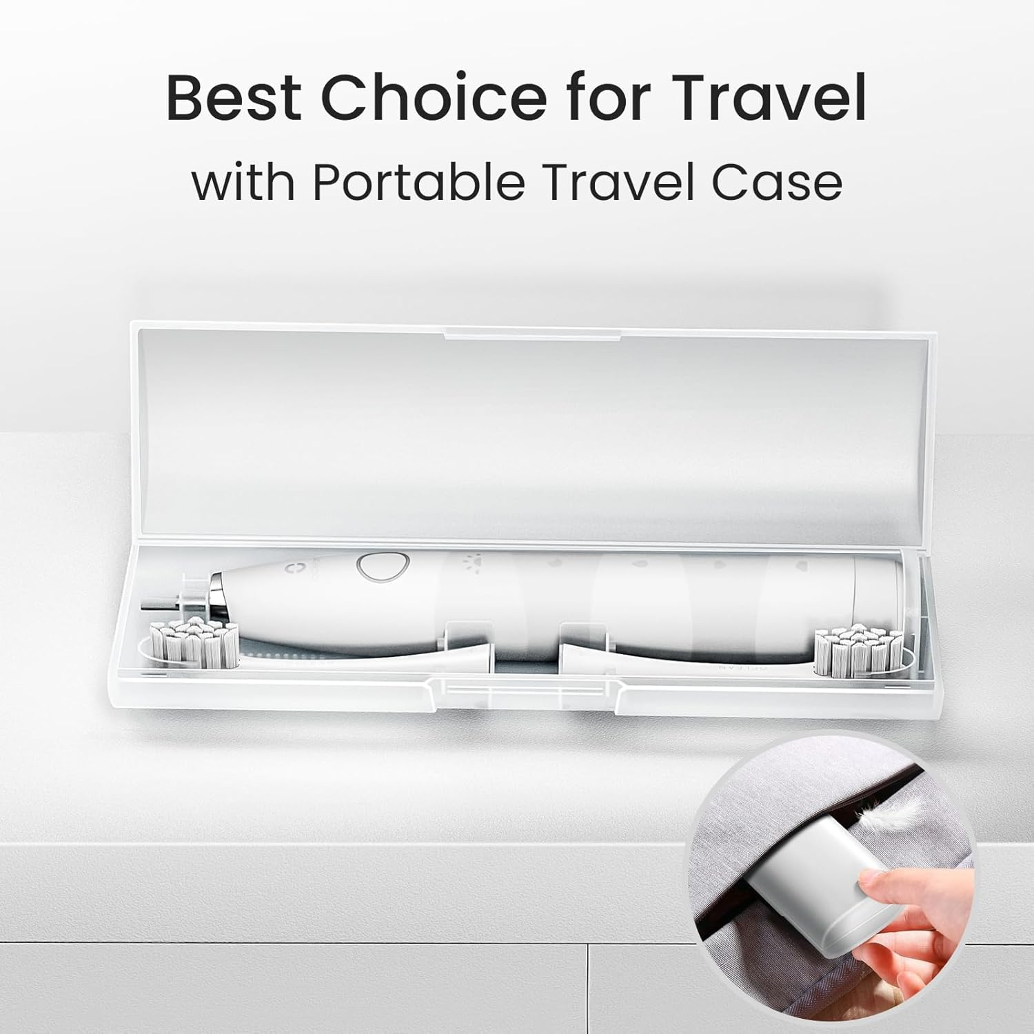 Oclean Flow Travelgo Sonic Electric Toothbrush &ndash; 180-Day Battery, 5 Modes, 6 Dupont Heads, Timer, Pressure Sensor, IPX7 Waterproof &ndash; Oral Hygiene - White - White image number 3