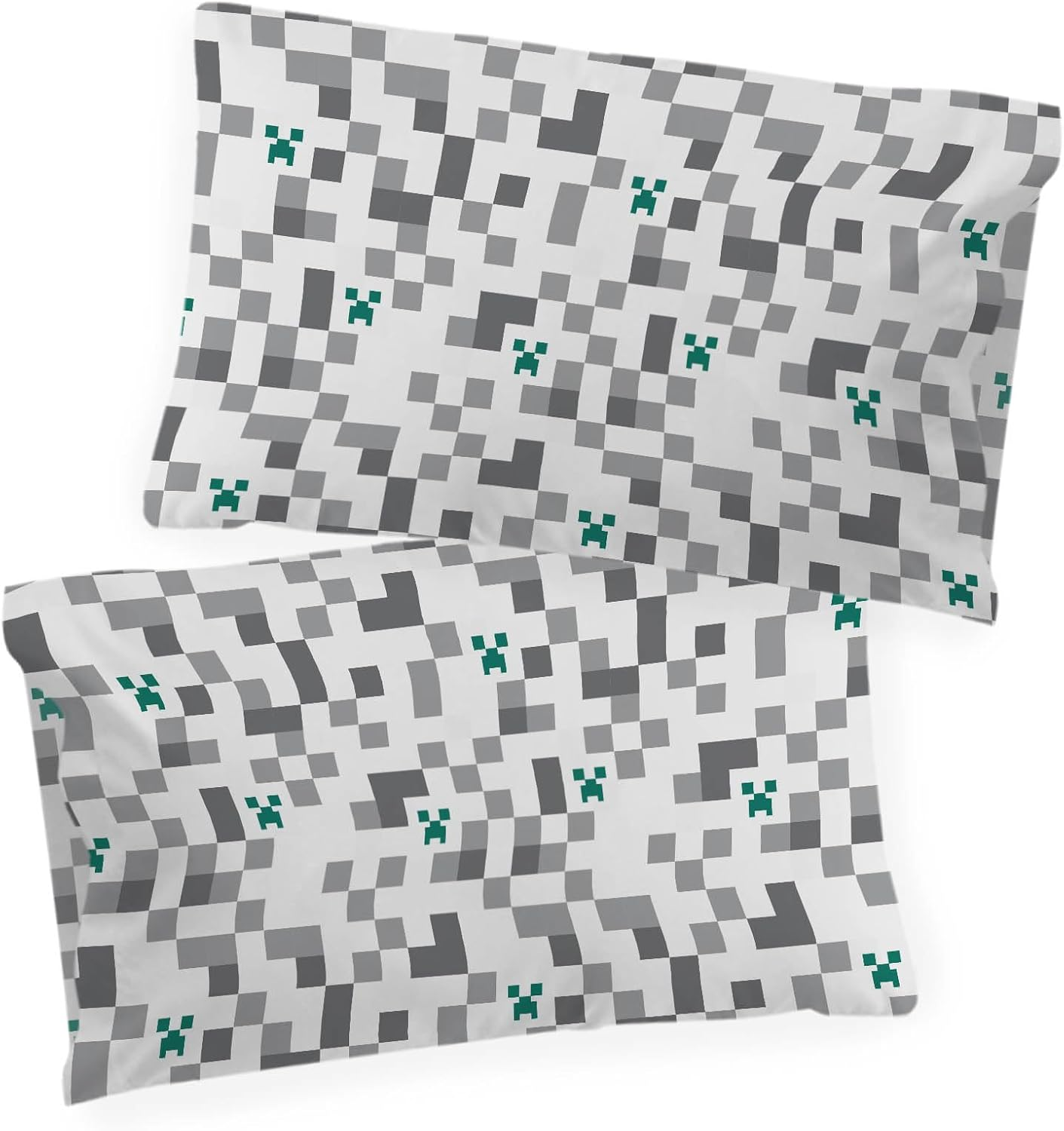 Jay Franco Minecraft Creeper Checkerboard 100% Cotton Bed Linen Set Duvet Cover Set for One Person - Includes 50 X 70 Cm Pillowcase