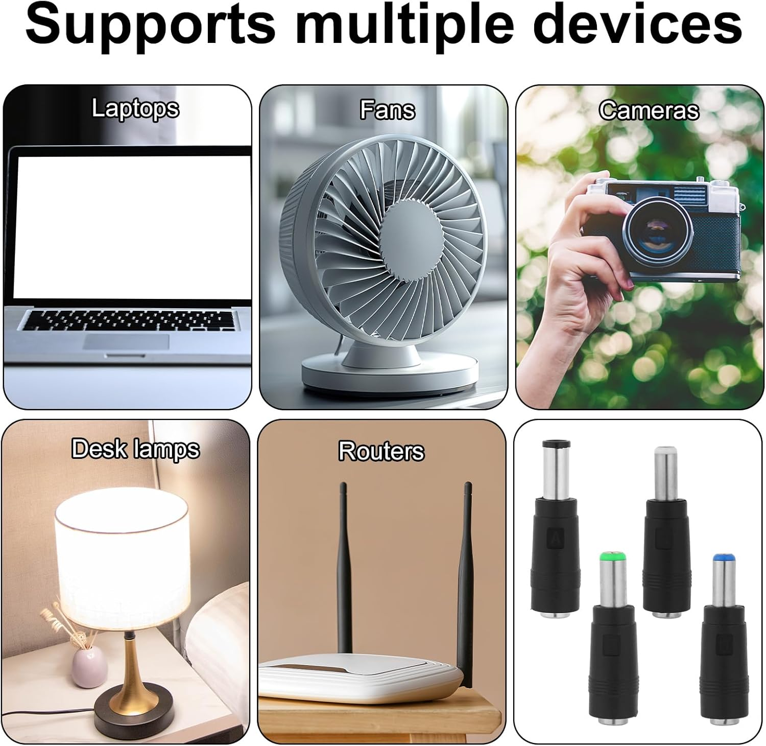 13Pcs DC Adapter Plugs, Interchangeable DC Plug Connector with USB Cable Electronic Device Accessories for Fan Camera Router & LED Strip image number 6