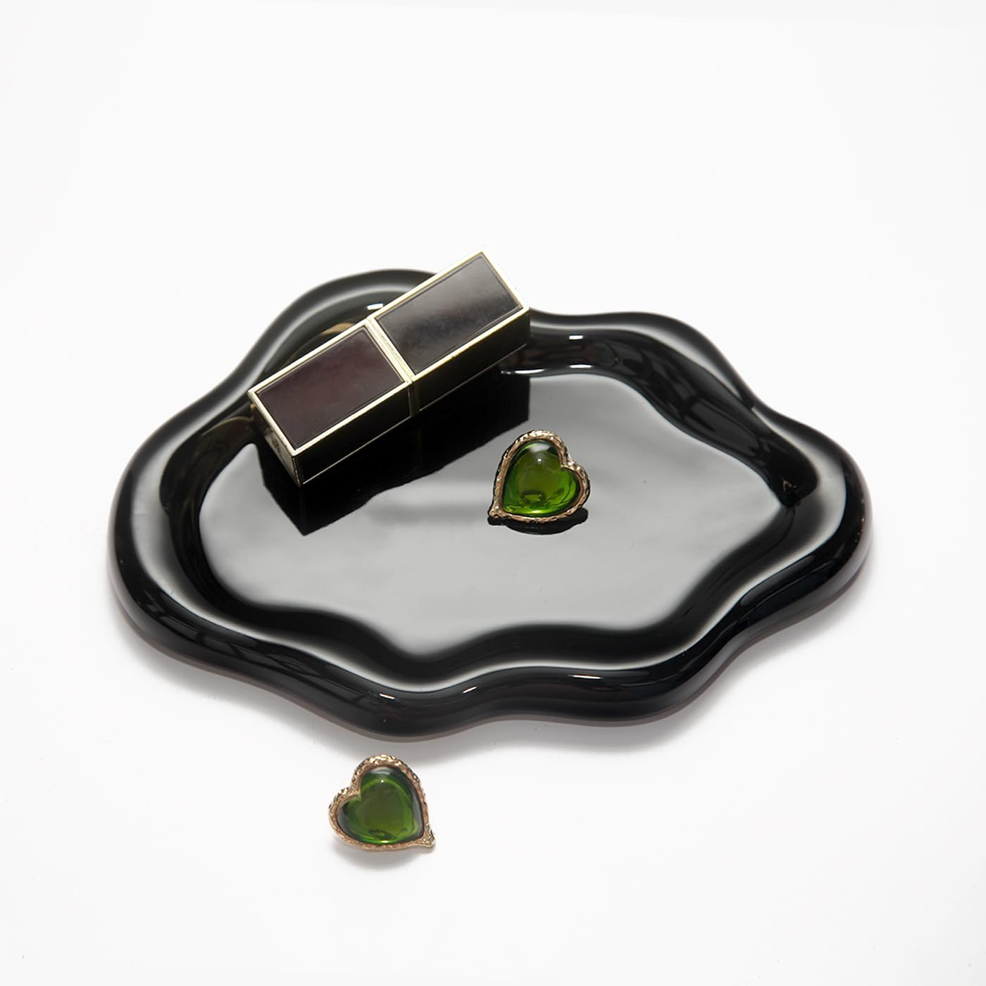 Jewelry Dish Trinket Tray for Women, Ring Dish Holder, Unique Cloud Shape Ceramic Plate Cute Things Vanity Aesthetic Room Decor Mother'S Day Birthday Christmas Warm House Gifts (Gold) JT001