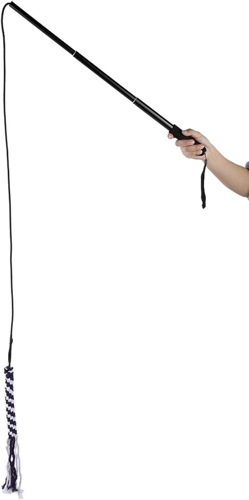 EVTSCAN Pets Dog Cat Toys, Retractable Stick Cat Teaser, Training Play Wand Pet Get More Exercise Outdoor Playing Chasing Chewing(L-黑色) image number 1