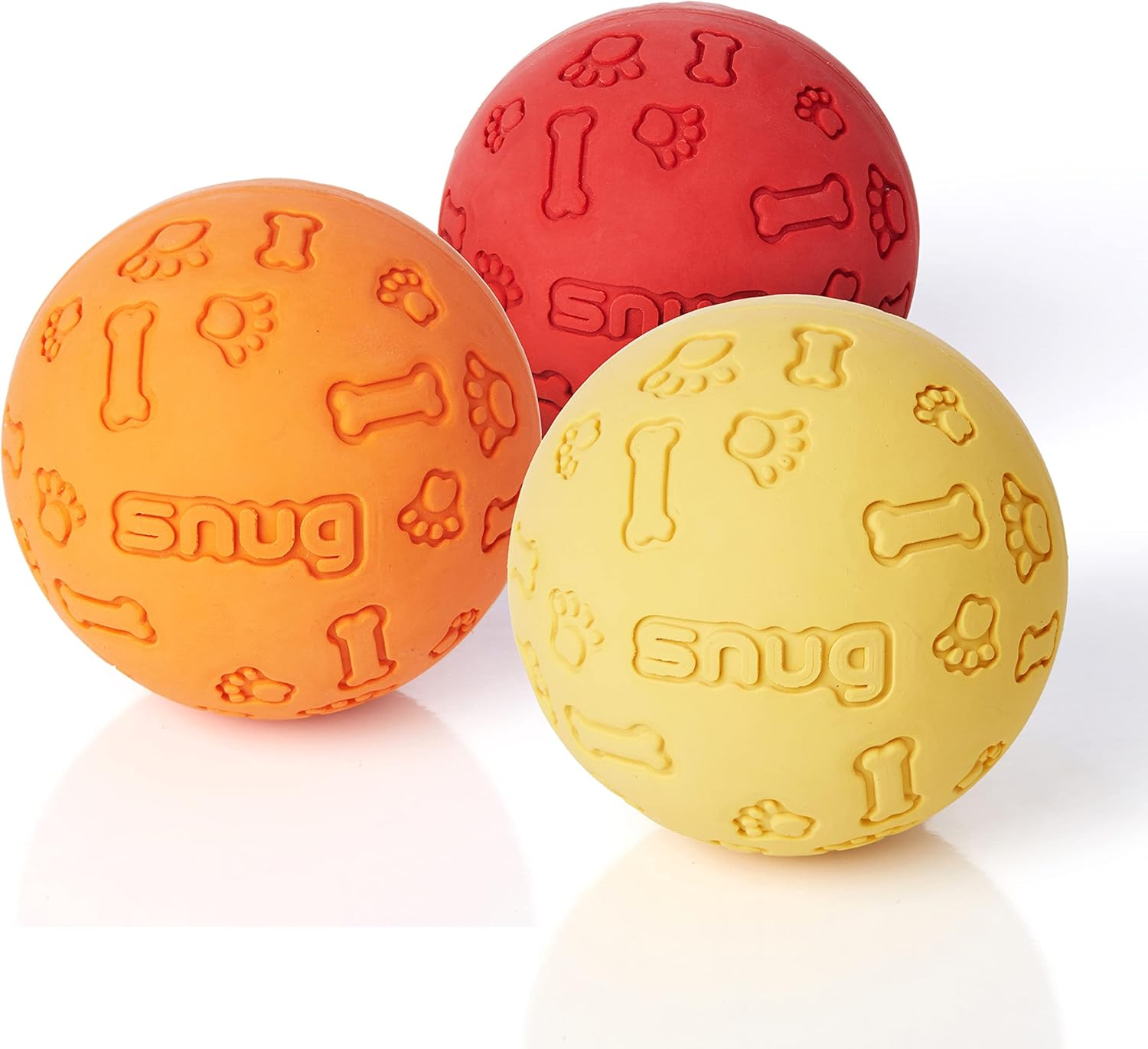 Snug Rubber Dog Balls for Small and Medium Dogs - Tennis Ball Size - Virtually Indestructible (3 Pack - Cool)