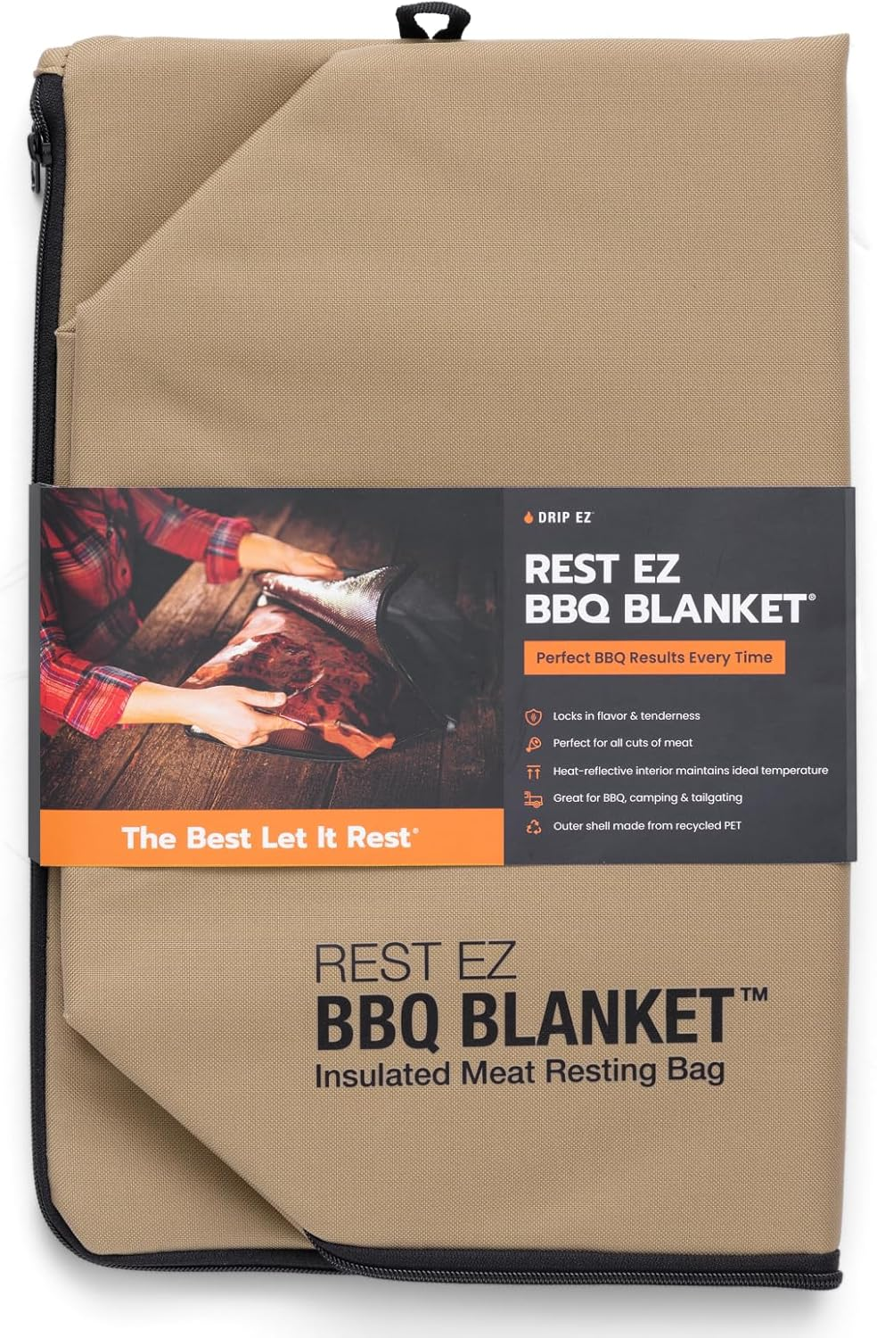 Rest EZ BBQ Blanket&reg; - Insulated Meat Resting Bag for Moisture Retention and Tender BBQ - Heavy-Duty with Wide Mouth Design for Briskets, Pork Shoulders, Steaks - Black