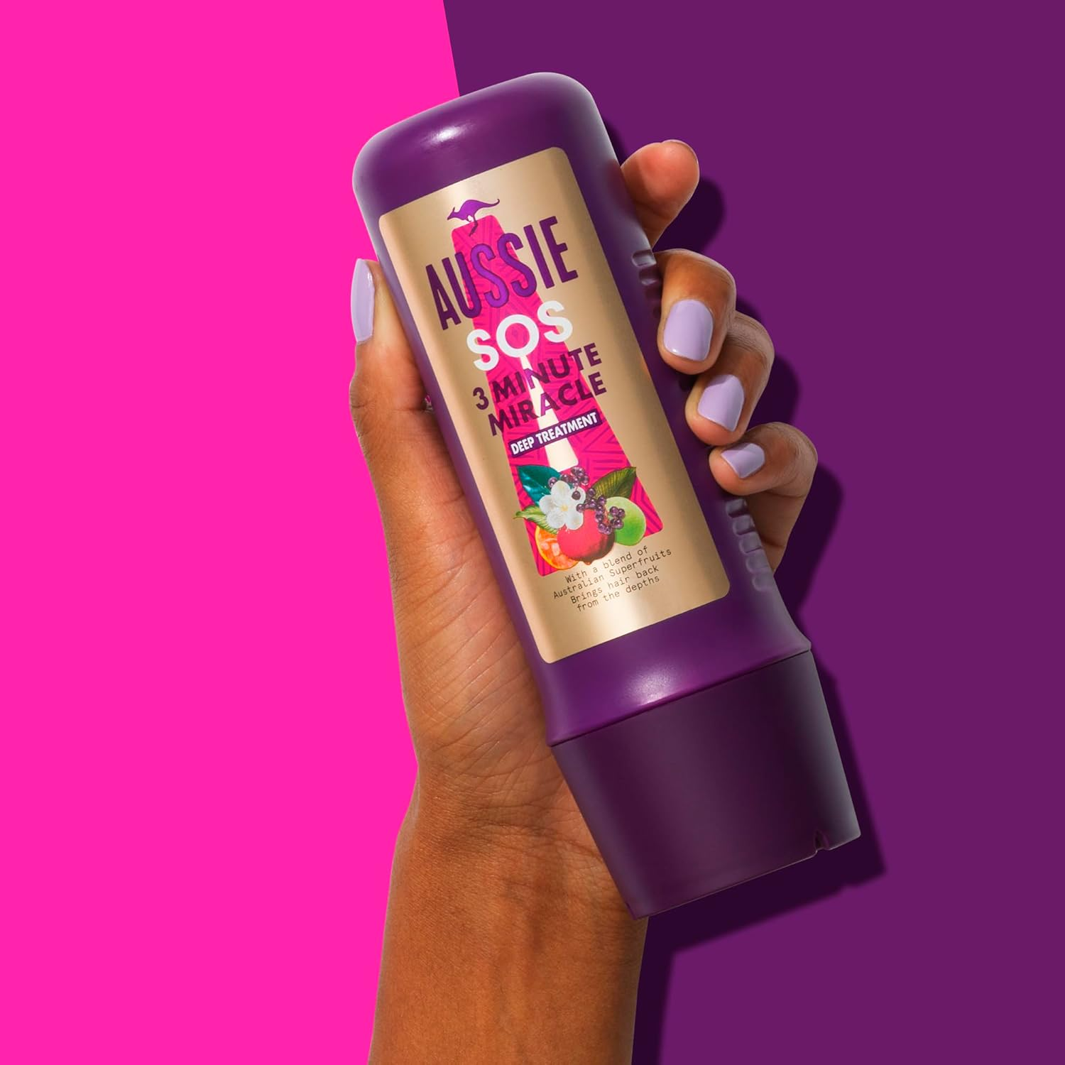 Aussie 3 Minute Miracle SOS Kiss of Life Vegan Hair Mask, Damaged Hair Repair Treatment for Dry Damaged Hair. Repair Treatment with a Blend of Australian Superfoods, 200Ml image number 2