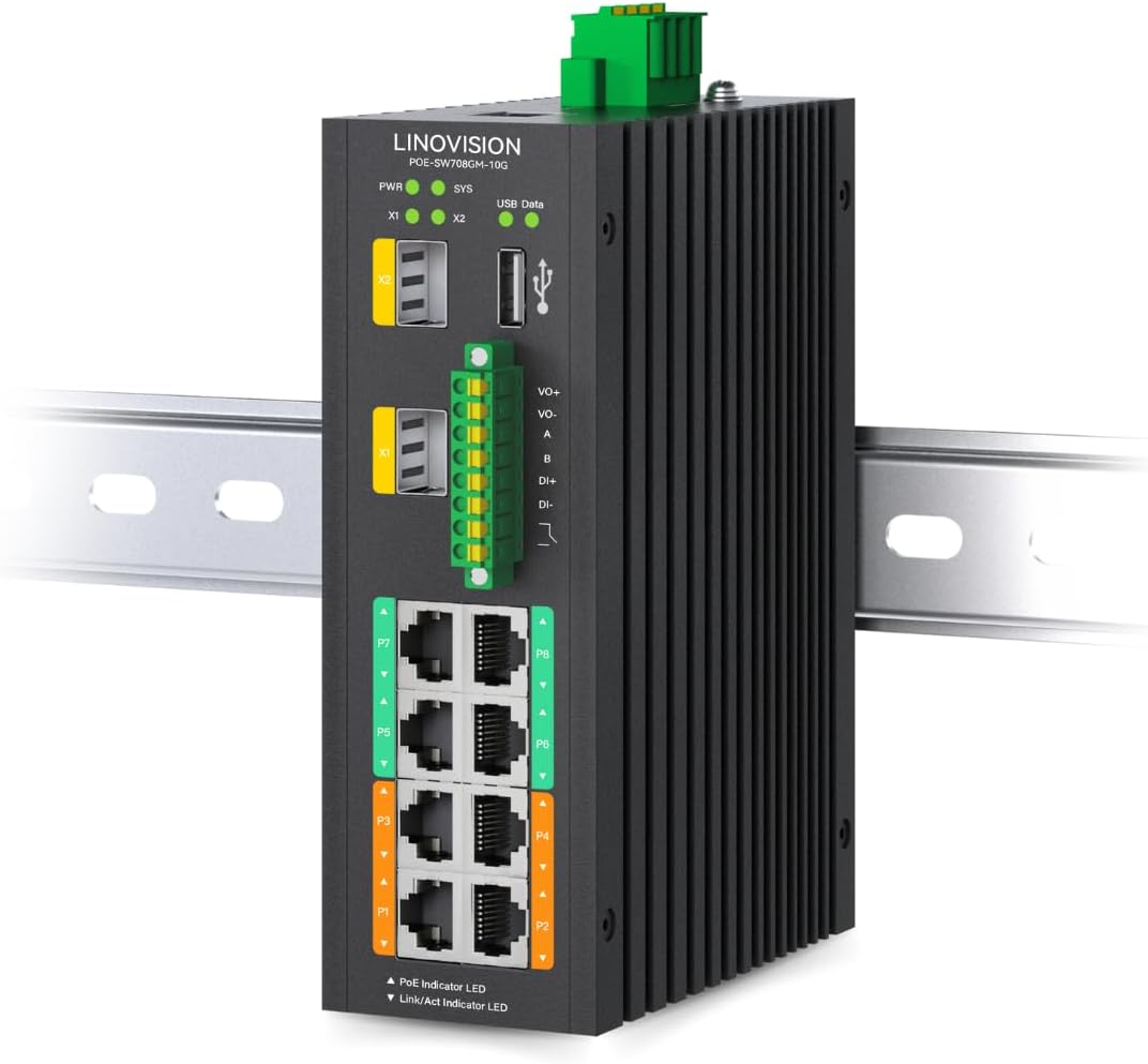 LINOVISION Industrial 8-Port Managed Poe++ Switch with 2X 10G SFP Uplinks and RS485 for Industrial Automation image number 6