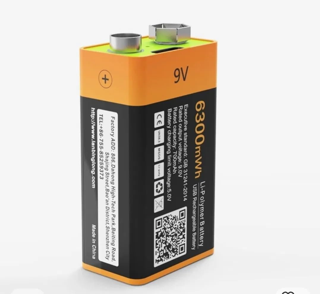 Rechargeable 9V Lithium Batteries 6300Mwh LI-PO Battery 700Mah with Cable Znter image number 2