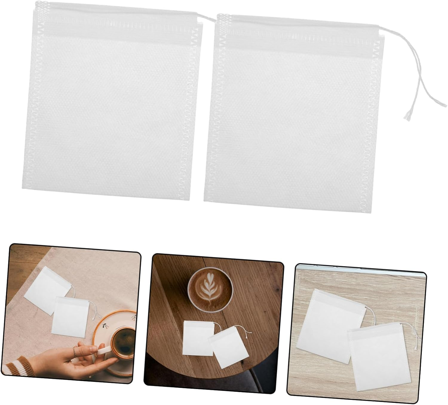 100Pcs Tea Bath Bag Loose Leaf Infuser Reusable Drawstring Sachet for Spa Bath Soak DIY Tea Filter Pouches image number 4