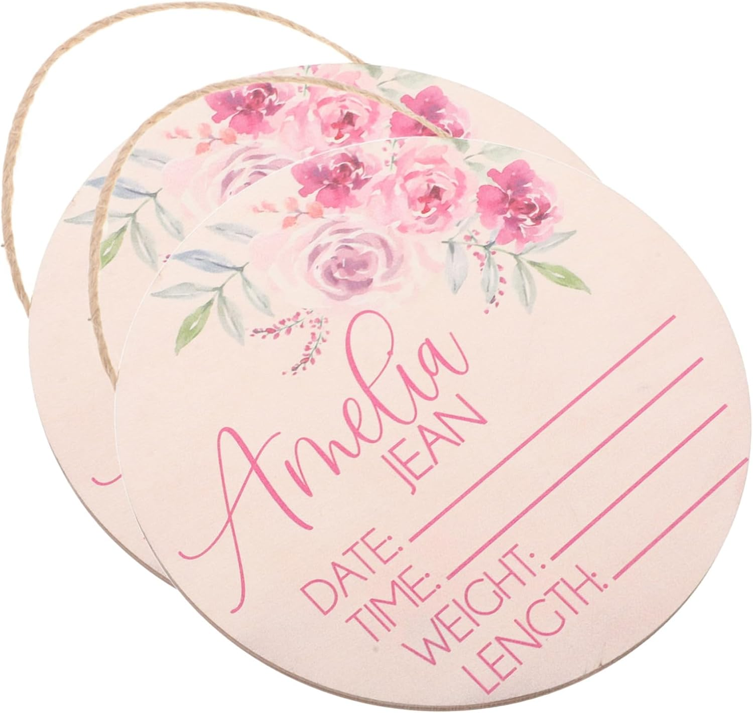 Abaodam 2Pcs Wooden Name Announcement Sign for Newborn Birth Announcement Plaque for Hospital Nursery Decor for Photo Props Record Name Weight Height Birth image number 6