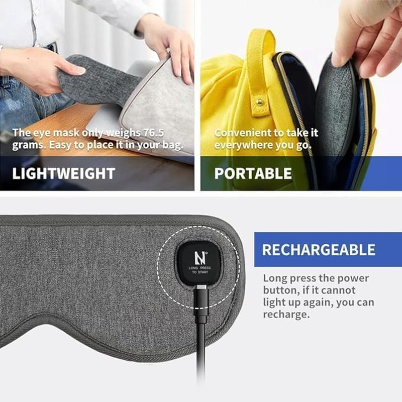 Aroma Season Heated Eye Mask, Moist Heat Eye Compress with Cordless Design, for Blepharitis and Dry Eyes Treatment, 3 Heat Levels, Light-Blocking, Washable Cover, Great Gifts(Grey)