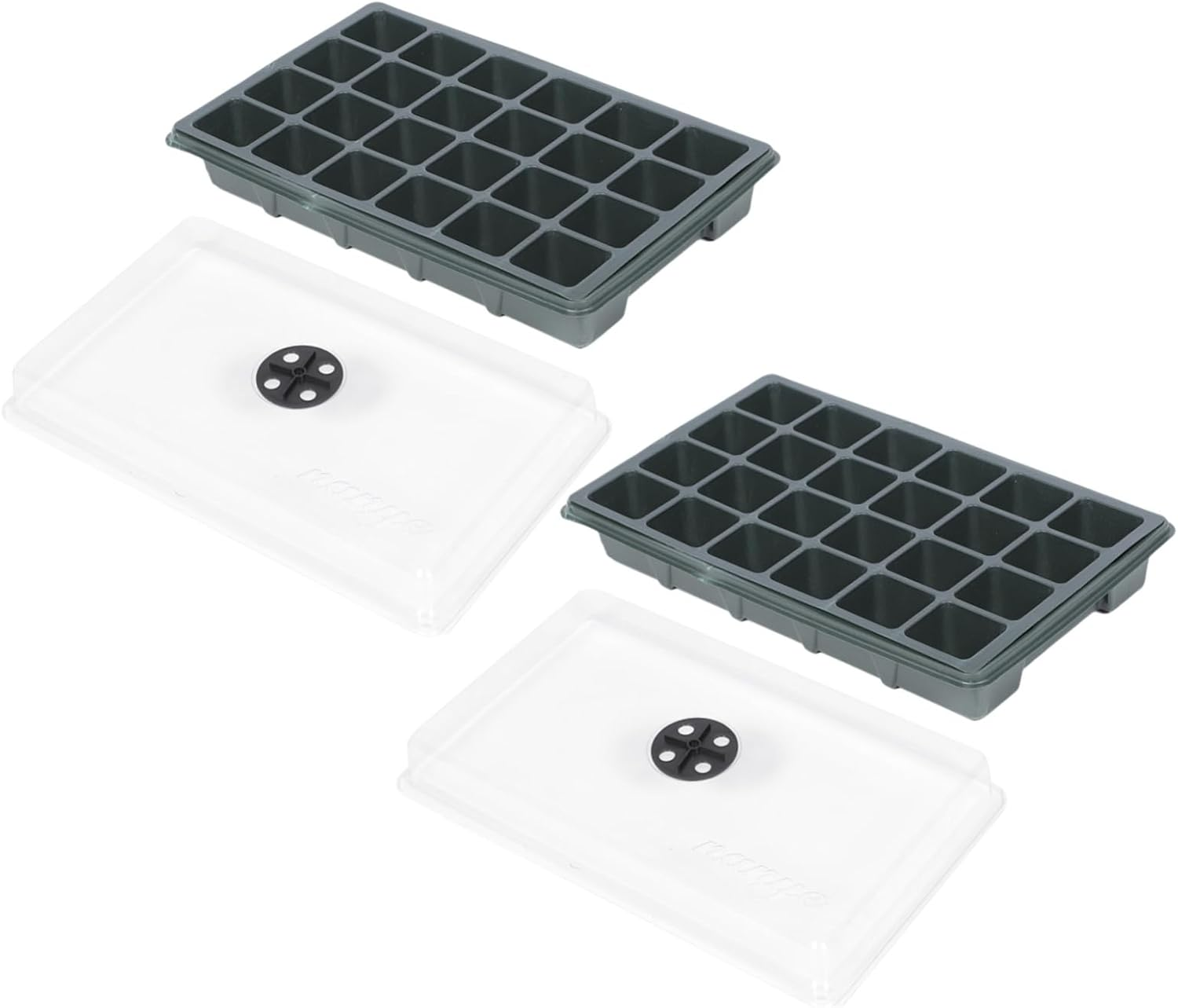 Plant Germination Box Planting Tray for Indoor Gardening 2Pcs 38X23X9Cm with Lid and Cells Waterproof Easy to Clean