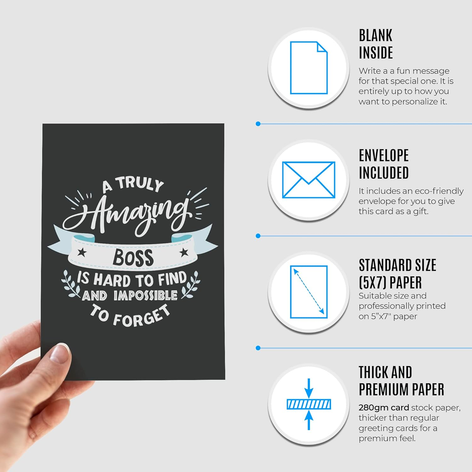 Best Boss Card - Thank You Card for Boss - Boss Day Card for Women, Men - Boss Birthday Card - Boss Appreciation Card - Boss Retirement Card - Farewell Card for Boss - Boss Leaving Card image number 3