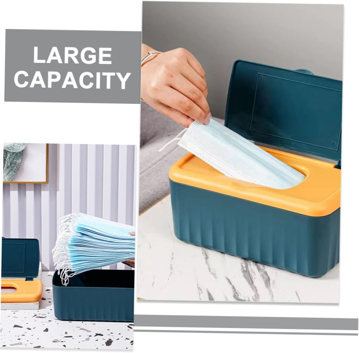 STOBAZA Large Capacity Wet Tissue Box Wipes Dispenser for Home Bathroom Flushable Wipes Holder Tissue Box Cover Refillable image number 2