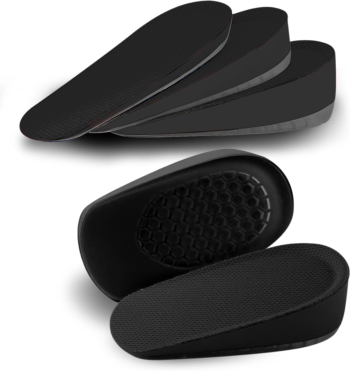 Height Increase Insoles, Heel Lift Pad, Gel Height Increase Insoles, Shock Absorption Heel Cushion Pads, Height Lift Shoes Inserts for Men & Women (Small (5-9), 0.6 Inch (2 Pairs) Black) image number 6