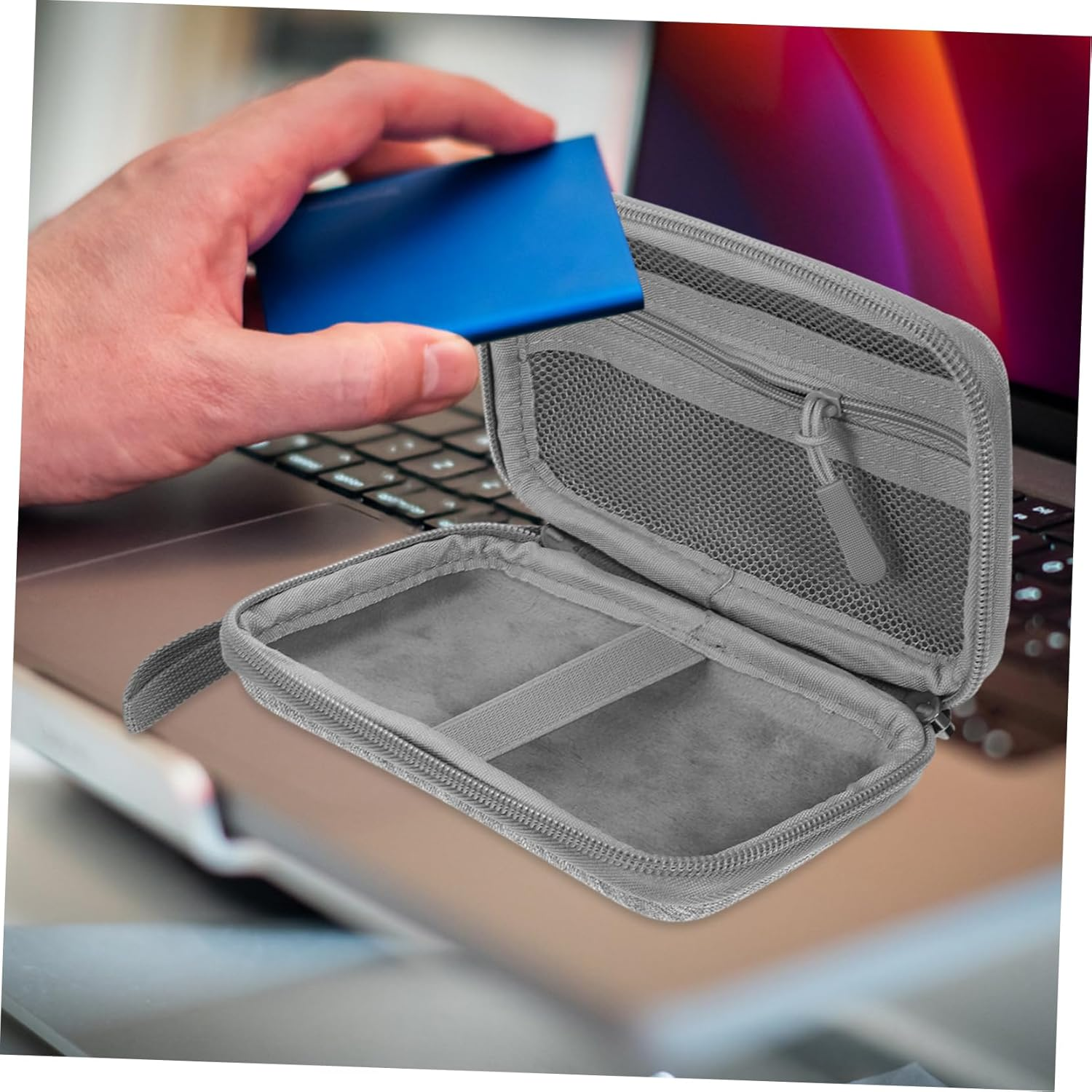 QUMIIRITY Portable Hard Drive Storage Bag for Travel Compact Cable Organizer Case for Earphones and Accessories Lightweight and Stylish Data Cable Storage Design