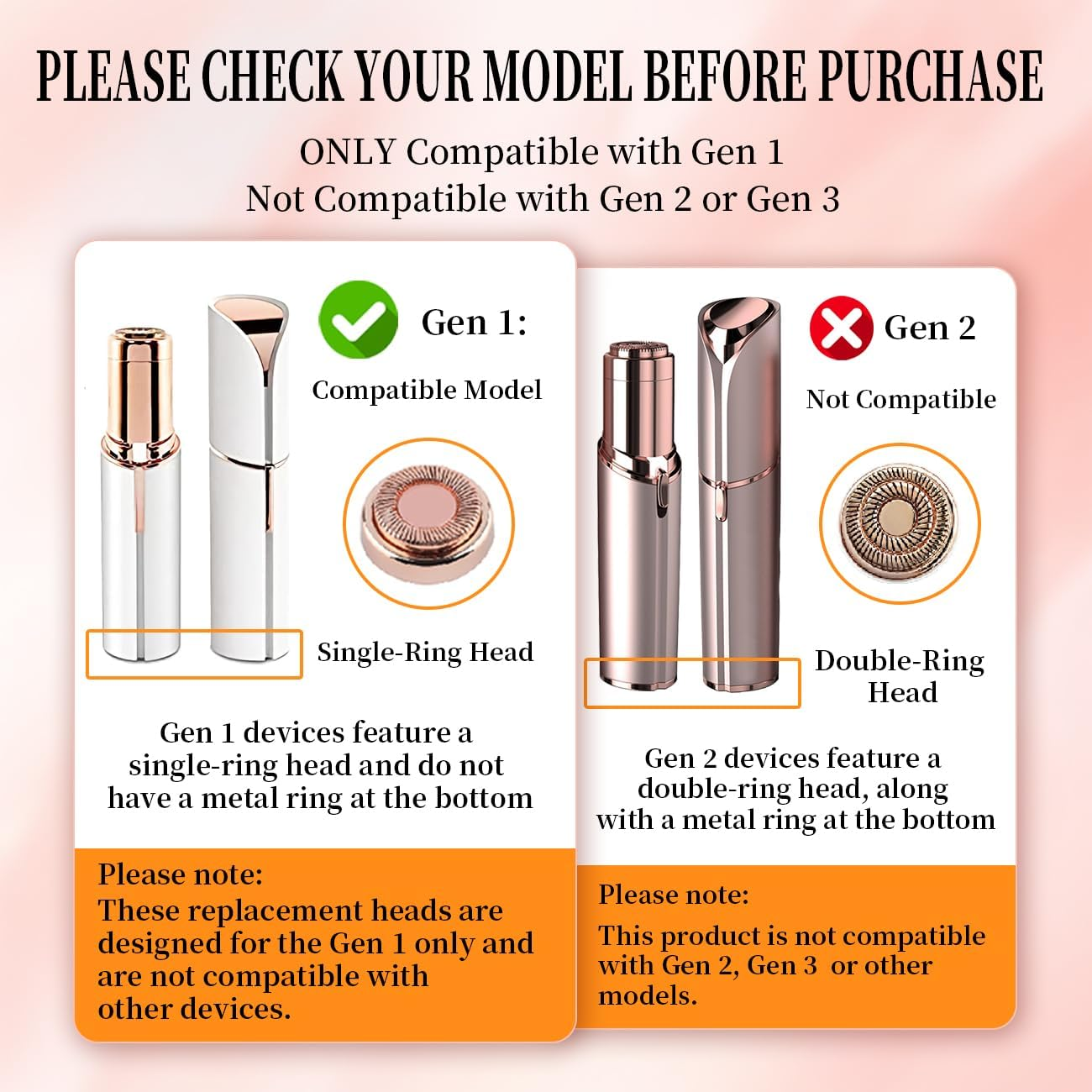 Flawless Hair Remover Replacement Heads for Finishing Touch Flawless Facial Hair Removal Tool for Women，Rose Gold 4 Count, First Generation image number 1