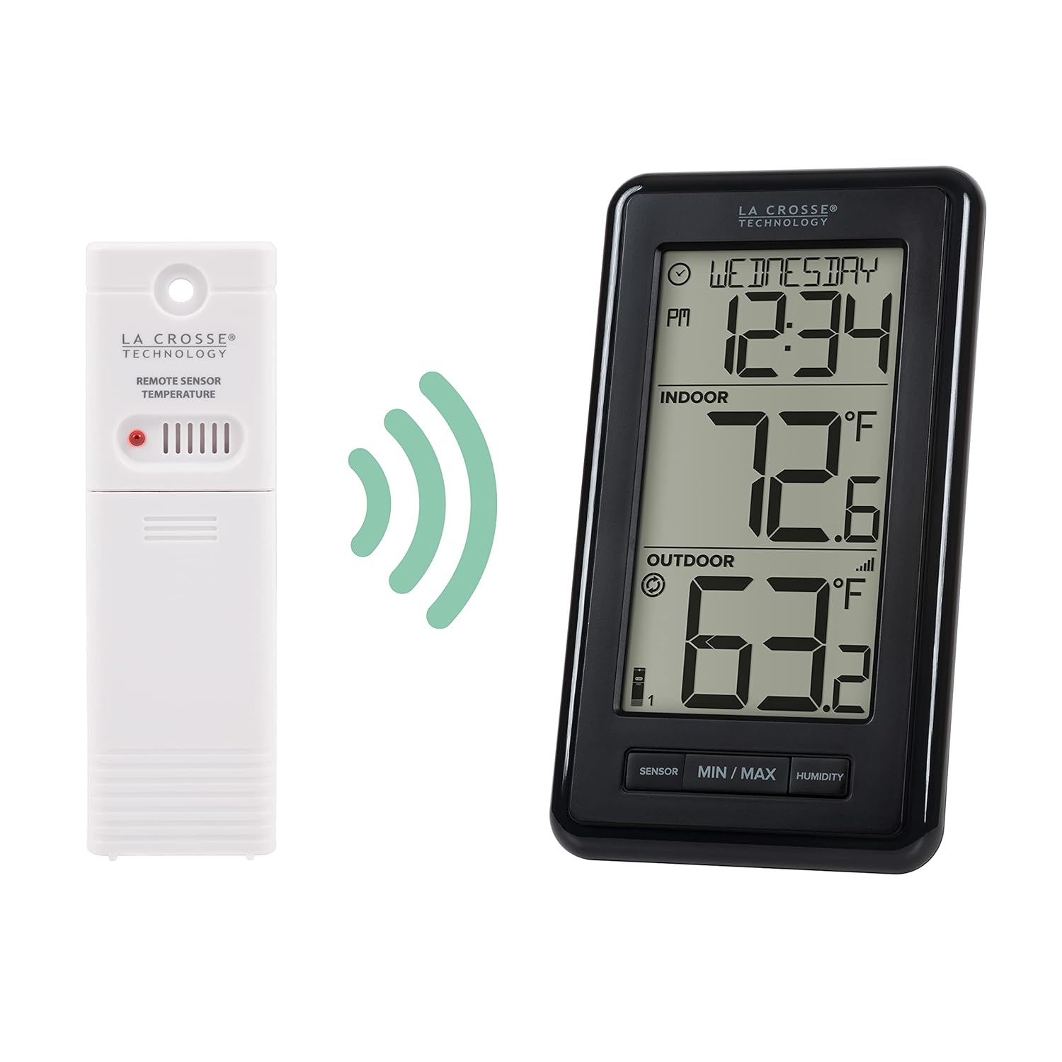 La Crosse Technology 308-43647-INT Digital Black Wireless Thermometer with Indoor Humidity image number 3