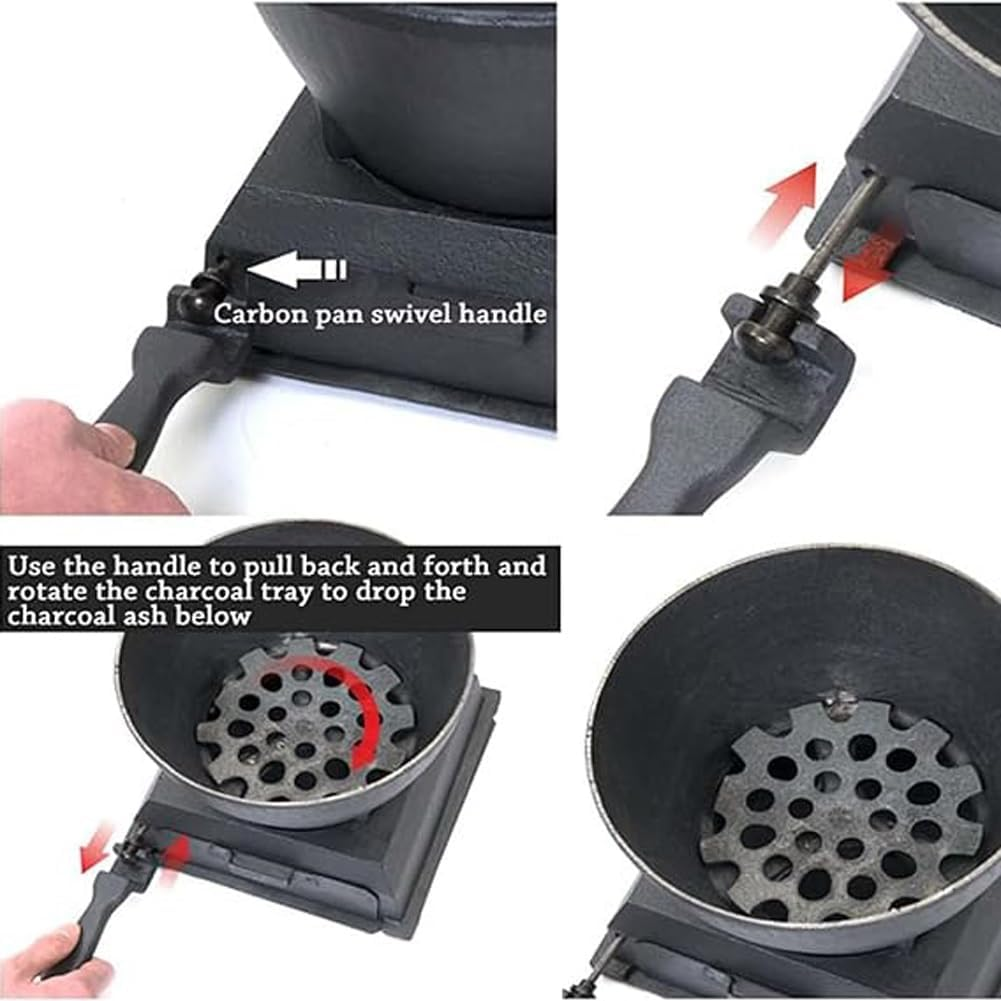 Cast Iron Wood Burning Stove, Portable Wood Burning Compact Camp Stoves, Pure Cast Iron Coal Fire Wood Stove, Viewing Window, for Home, Heating, Cooking, Camping, Hiking image number 2