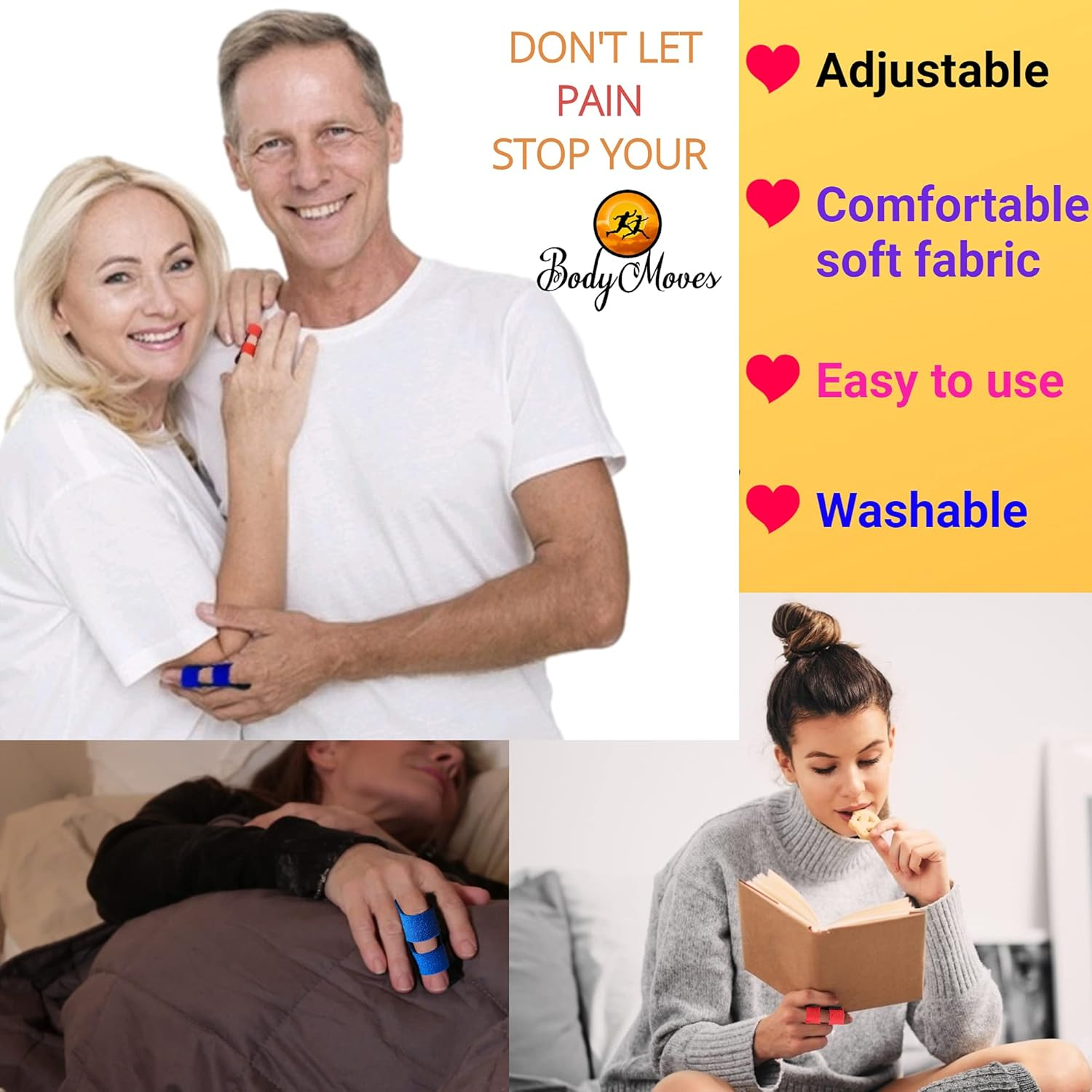 Bodymoves Finger Splint plus Sleeve (2 Pc Set, Aqua Blue) image number 3