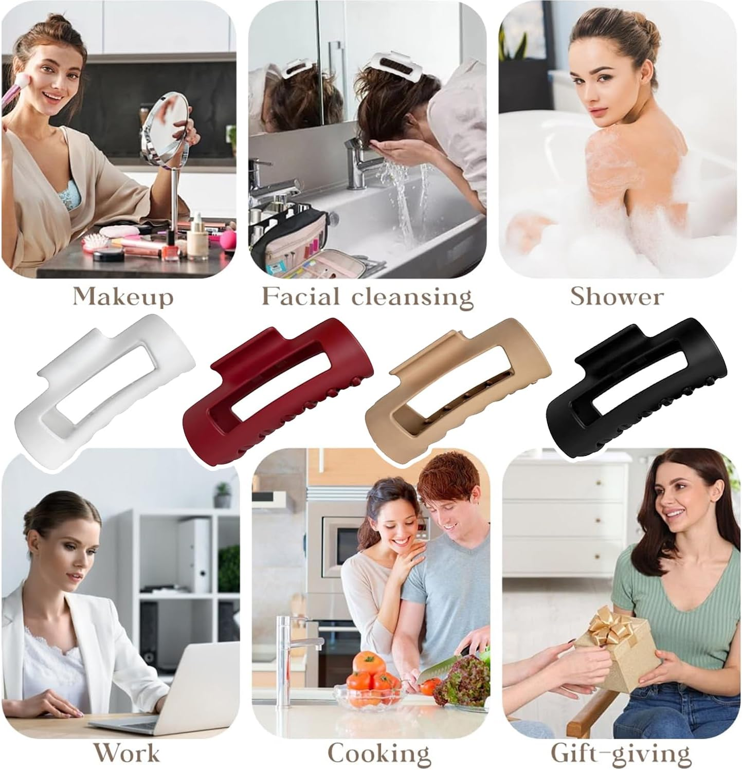 4Pcs Cloud Claw Clips, Soft & Flexible Cozy Claw Clip, Flexible Claw Clip, Ponytail Hairpins for Thick or Fine Hair, Beauty Accessory for Women & Girls image number 2