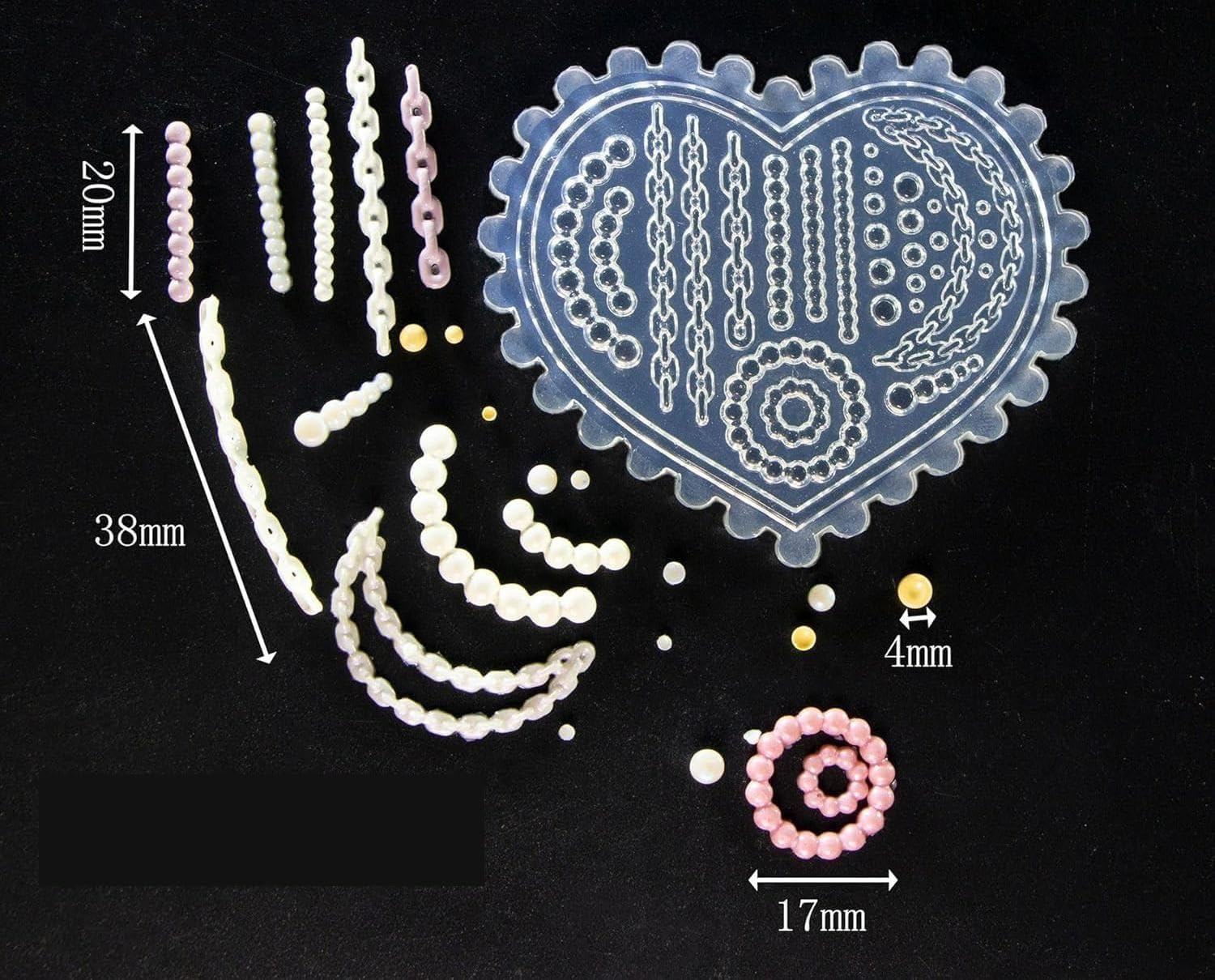 Cordate Chain Pearl Flower Nail Art Mold 3D Silicone Carving Mould Acrylic Nail Art Silicone Mould Nail Art Making Too (MD-86) image number 2