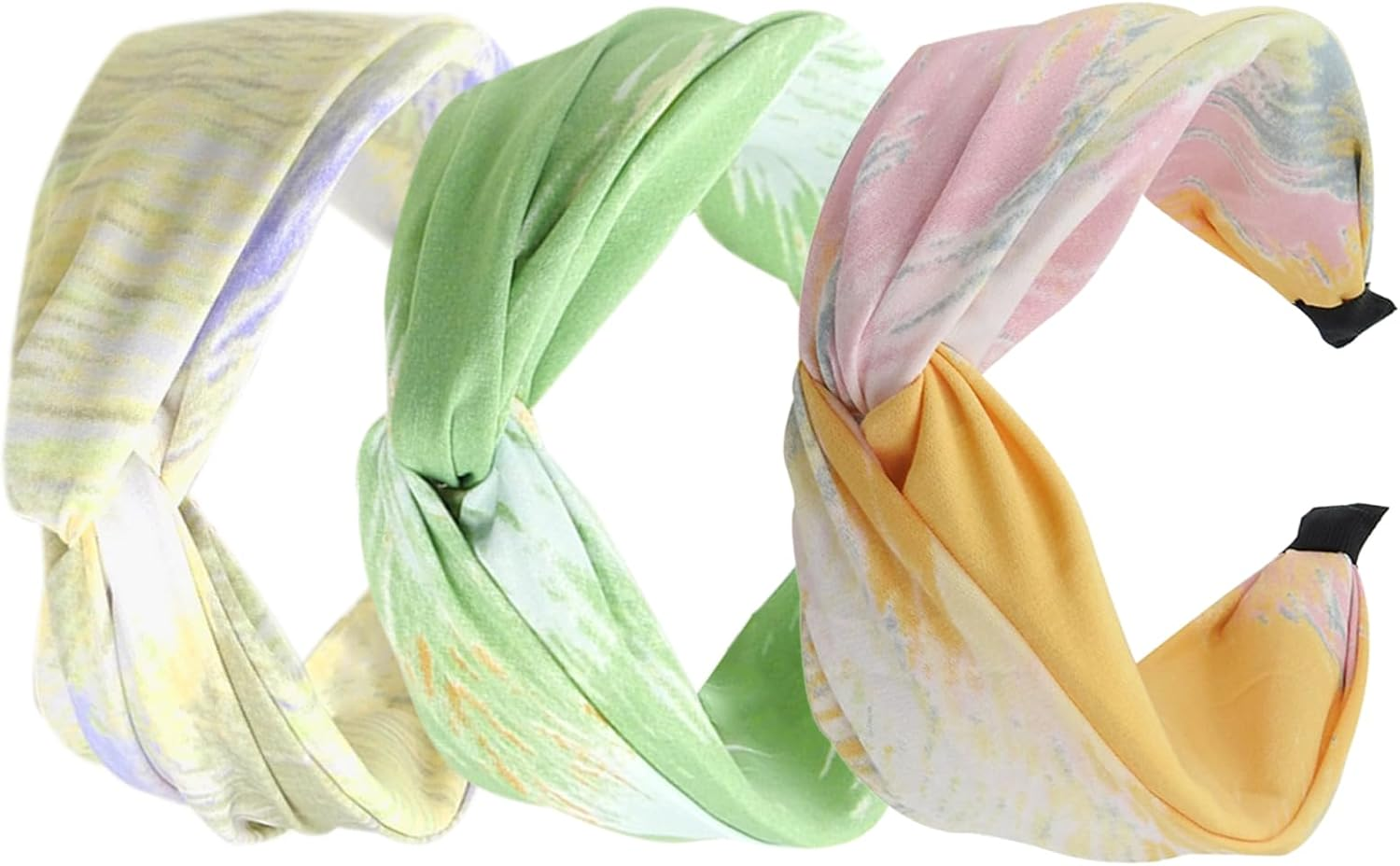 3Pcs Wide Headband French Bow Knot Hair Hoop Fabric Non-Slip Headwear Elastic Twist Hair Accessories Alice Hair Bands for Women&hellip;
