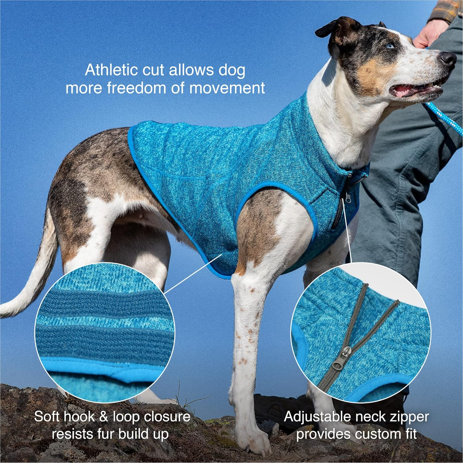 Kurgo Core Dog Sweater, Knit Dog Sweater with Fleece Lining, Cold Weather Pet Jacket, Zipper Opening for Harness, Adjustable Neck, Year-Round Sweater for Medium Dogs (Heather Black, Medium) image number 6