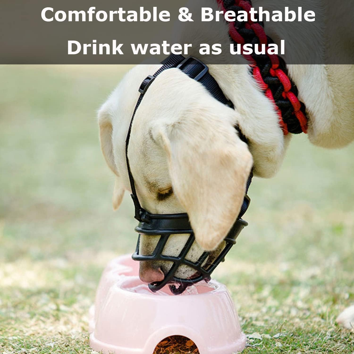 Breathable Basket Dog Muzzles for Small, Medium and Large Dogs - Prevents Barking, Biting and Chewing (Reflective Black, 3#) image number 6