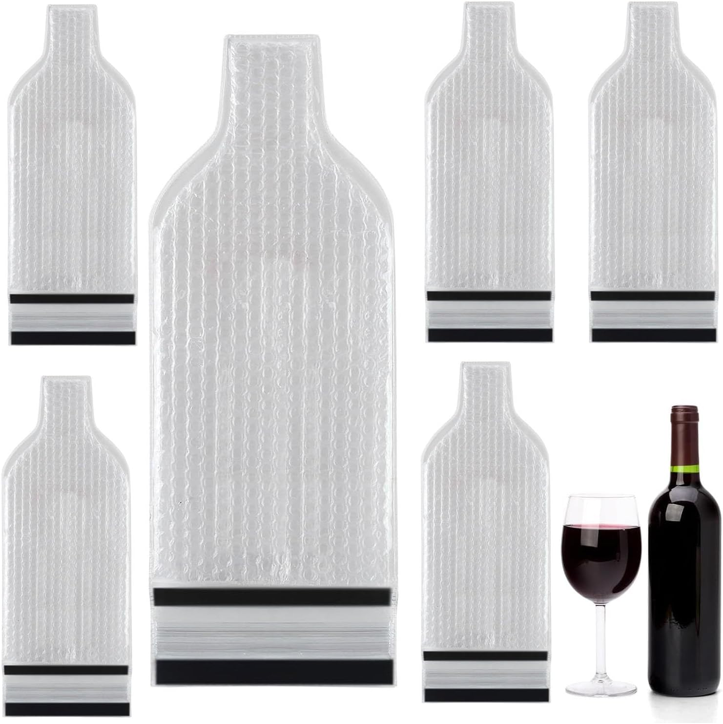 6-Pack Reusable Wine Bottle Travel Protector Bags &ndash; Leak-Proof Insulated Sleeves for Plane, Car, Cruise & Luggage image number 1