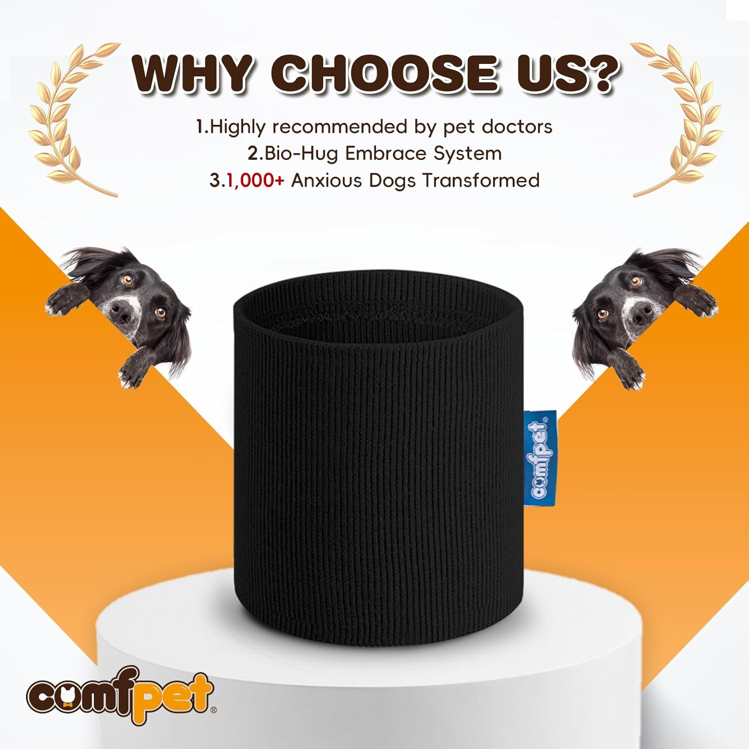 COMFPET Dog Ear Snood Noise Protection, Dogs Ear Cover for Anxiety Headband Protector, Dog Calming Hood for Grooming and Bath Drying, Pet Dogs Earmuff Head Wrap for Ear Hematoma (Black, XL) image number 4