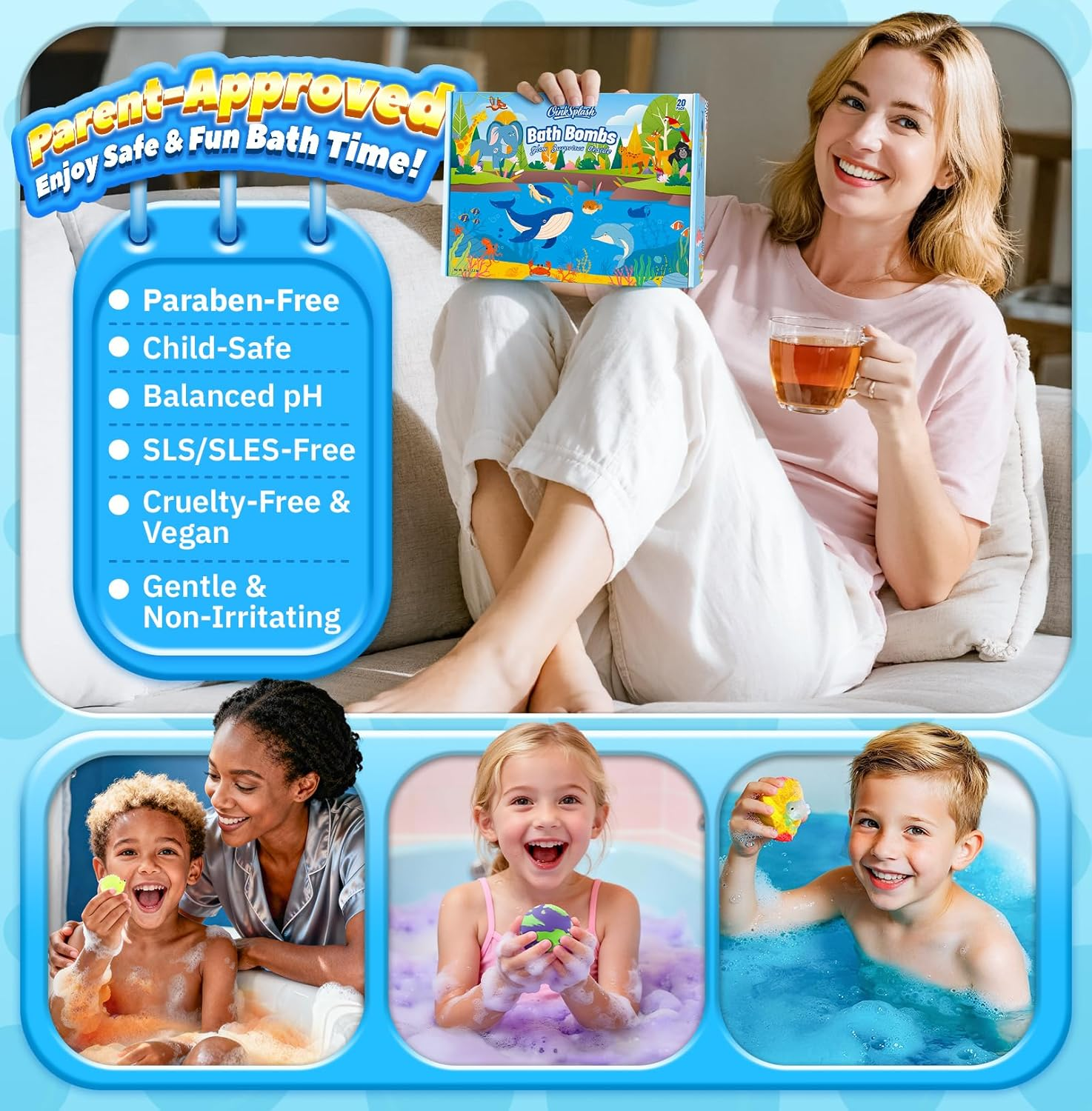 Bath Bombs for Kids with Surprise Inside, 20 Pack Handmade Bath Bomb Gift Set with Glow-In-The-Dark Toys, Fizzy Bath Balls for Fun, 2025 Advent Calendar for Boys & Girls image number 6