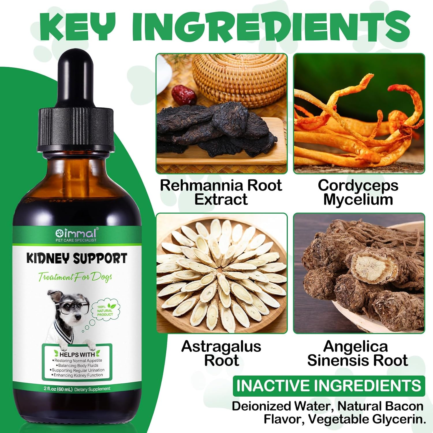 Kidney Support for Dogs, Pet Kidney Support Supplement, Herbal Kidney Care Drops, Healthy Kidney Function, Restoring Normal Appetite 2 Oz image number 2