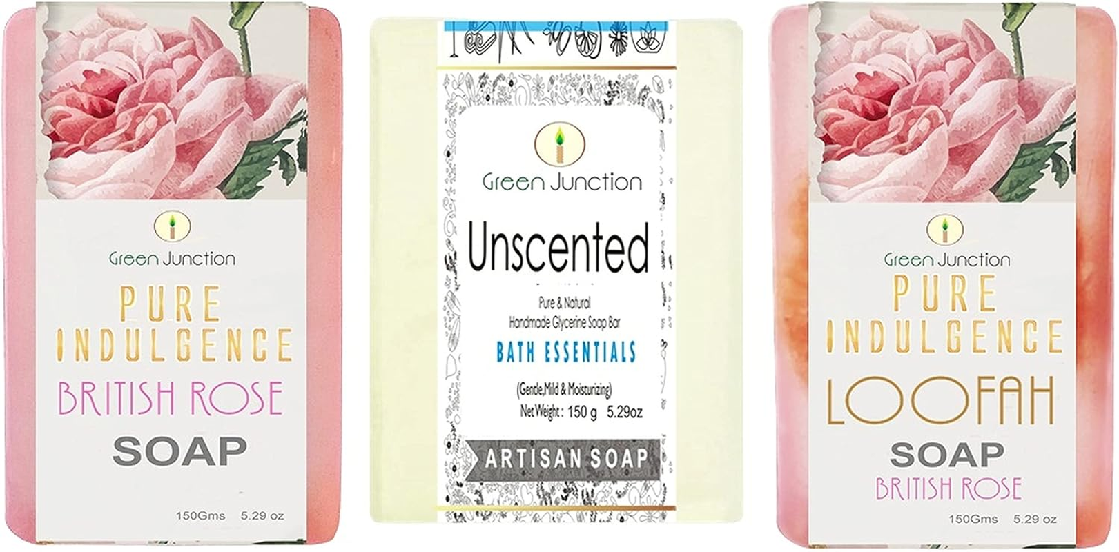Green Junction Pure Indulgence Premium Range Soap (7 Day Soap Set- British Rose)