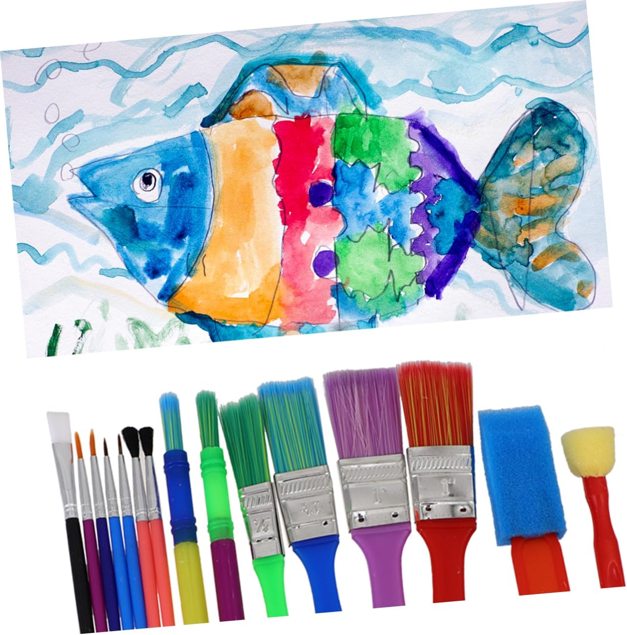 Vaguelly 21Pcs Set Early DIY Learning Handle Paint Brush Tools for Painting Tools for Imagination Painting Tools Paint Brush round Paint Brush DIY Painting Brush image number 5