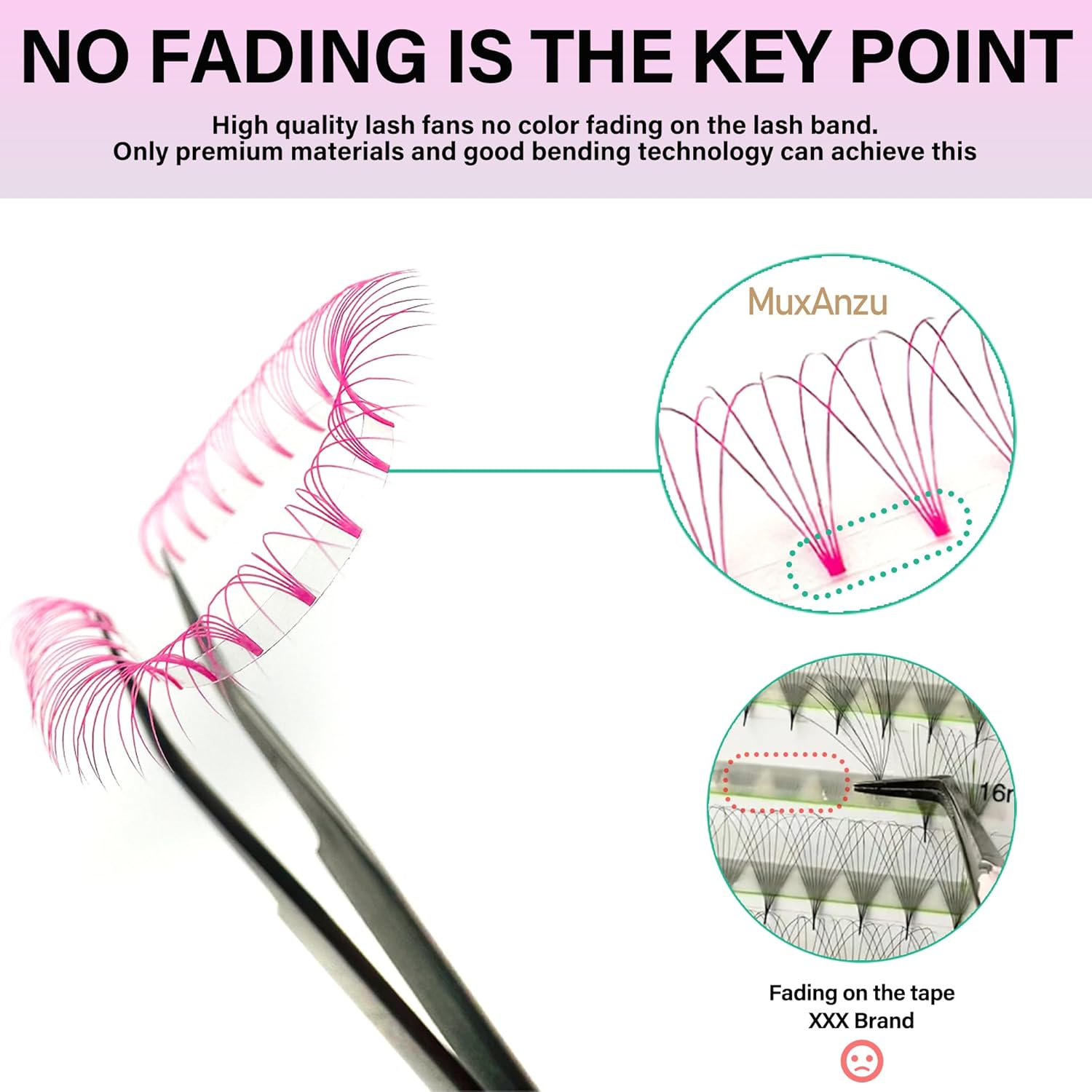 Colored Premade Fans Eyelash Extension Short Stem Volume Lash Extensions 5D Pink Blue Purple Brown 352 Clusters (Purple, 5D 0.07 D 8-15Mm MIXED) image number 6