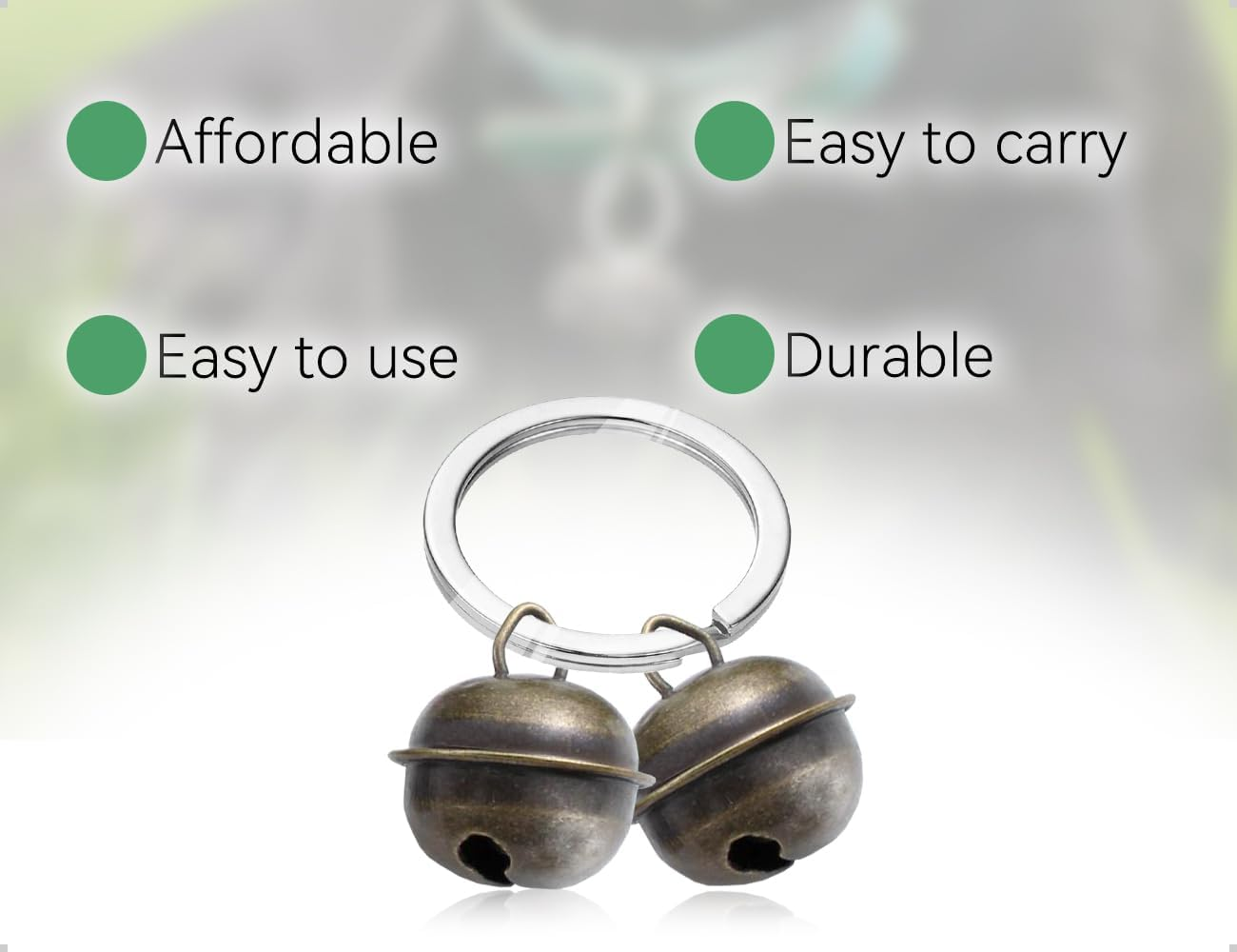 AOYEGIC Pack of 8 Bells, Loud Cat Dog Bell, Collar for Bell, Cats, Pets, Tracker Pendant for Training, with 4 Pieces Key Ring Pet image number 2