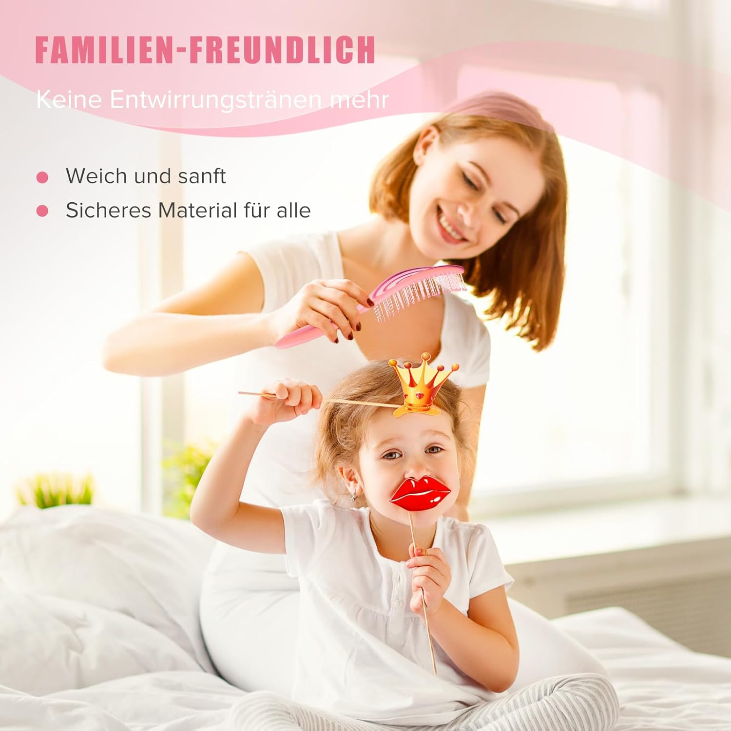 SHINLEA Hair Brush without Pulling, Scalp Massage Brush, Detangler Brush for Women, Men & Children, Detangling Brush Also for Curls and Long Hair (Pink) image number 6