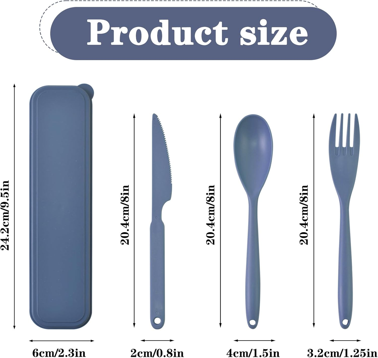 Large Reusable Utensils Set with Case, 2 Sets Portable Cutlery Set for Adults, Travel Fork Spoon Knife for Camping Work Picnic image number 1