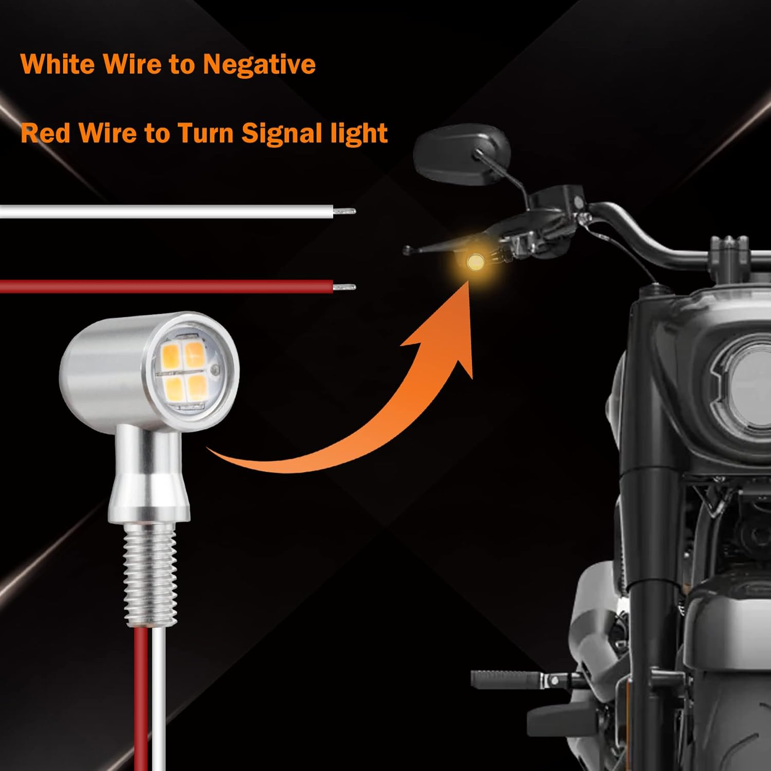 QUASCO Led Motorcycle Turn Signal Lights Universal Mini Blinkers Front Indicator Compatible with Harley Honda Kawasaki Suzuki Triumph Yamaha, Chrome image number 3