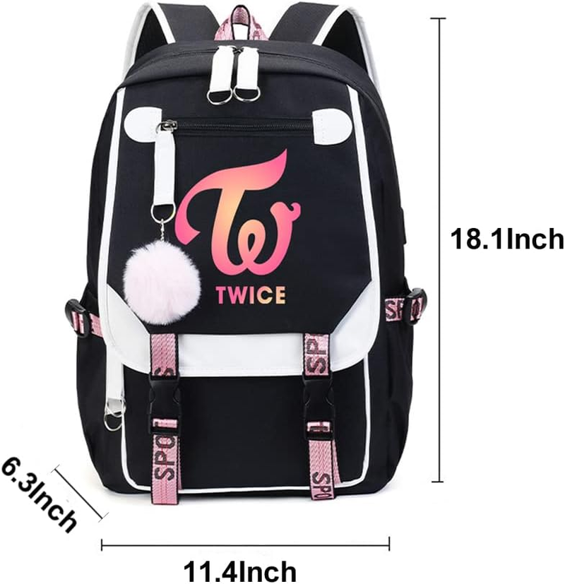 WGEEEY Kpop Twice School Backpack Merchandise, Twice Book Bag Casual Backpack, Black image number 4
