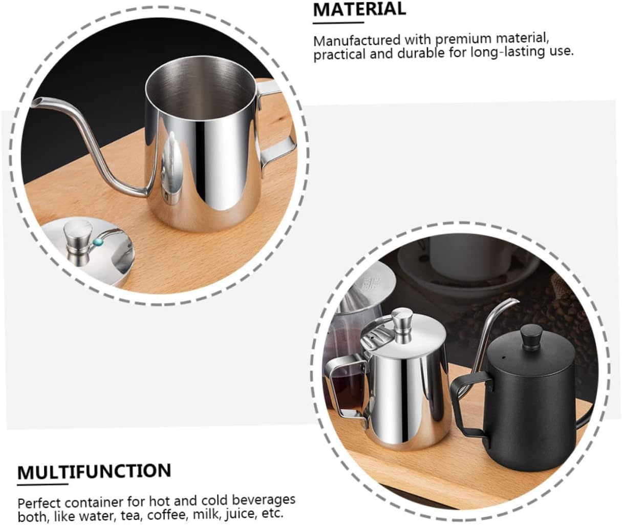 SHINEOFI Stainless Steel Coffee Pot Mini Handle Teakettle Practical Kettle for Home Use for Making Espresso Mini Coffee Pot for Daily Use image number 2