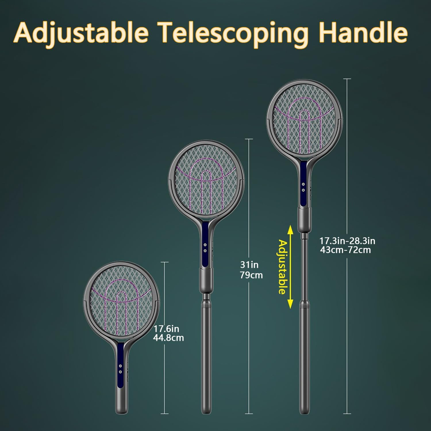 USB-C Rechargeable Insect Zapper Racket with Rotating Head & Telescopic Handle - for Indoors, Outdoors, Home, Office, and Camping image number 4