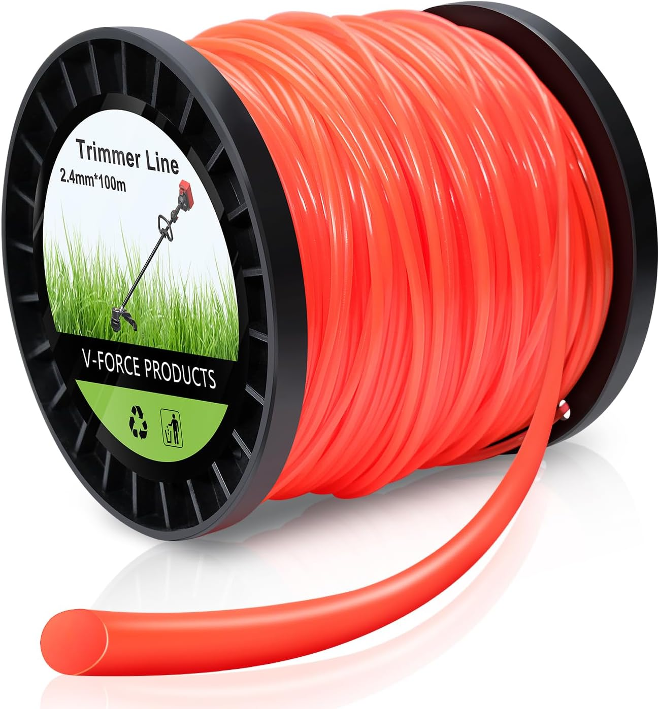 UCINNOVATE Strimmer Line Wire, 1 Spool round String Trimmer Line, Nylon Weed Eater String 2.4Mm X 100M, 095 Trimmer Line Heavy Duty for Lawn Mower, Trimmer, Orange (0.095 Inch X 328 Ft) image number 3