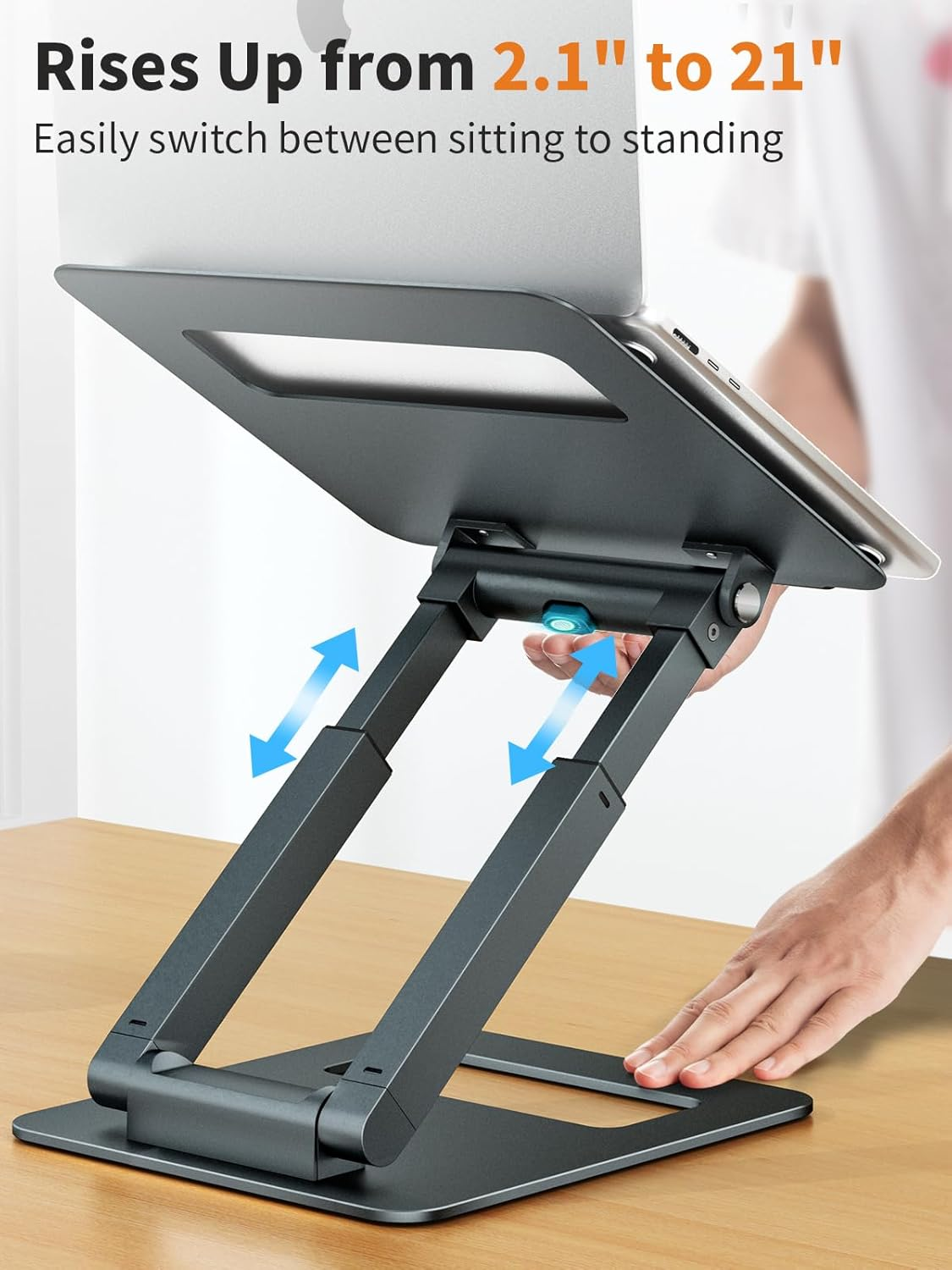 Tounee Laptop Stand for Desk Adjustable Height, Telescopic 360 Rotating Pull Out Design Ergonomic Laptop Riser Fits All Laptops image number 6