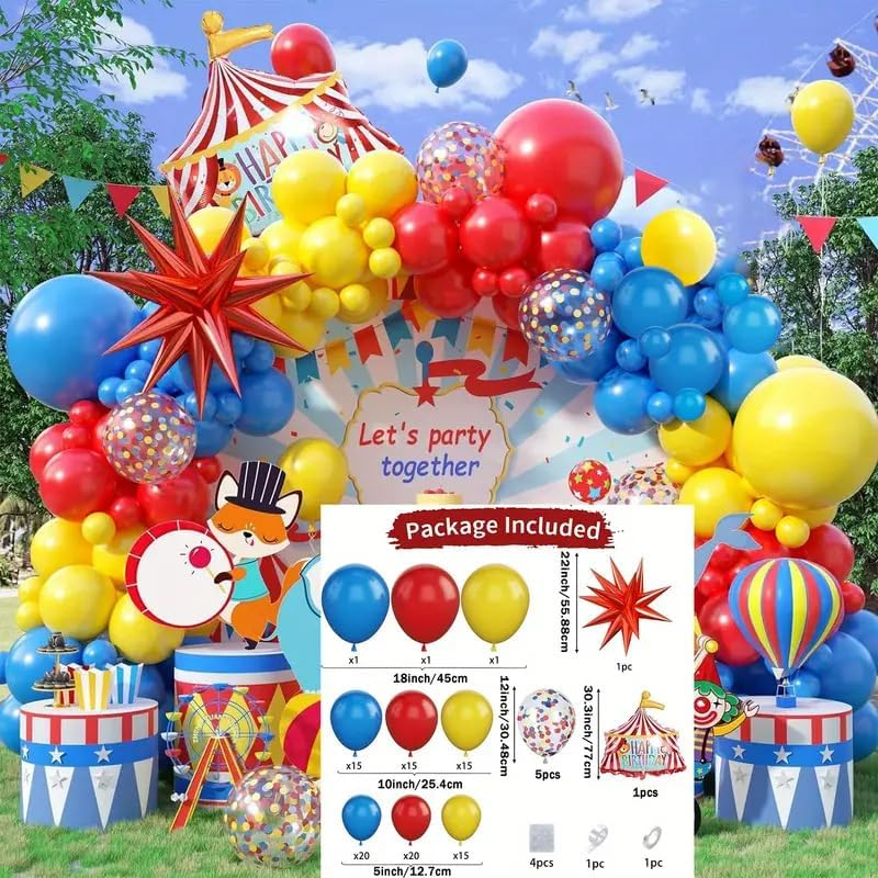 Circus Themed Balloon Wreath Explosion Star Performance Stage Balloon Chain Set, Birthday Party Decoration（110 PCS） image number 1