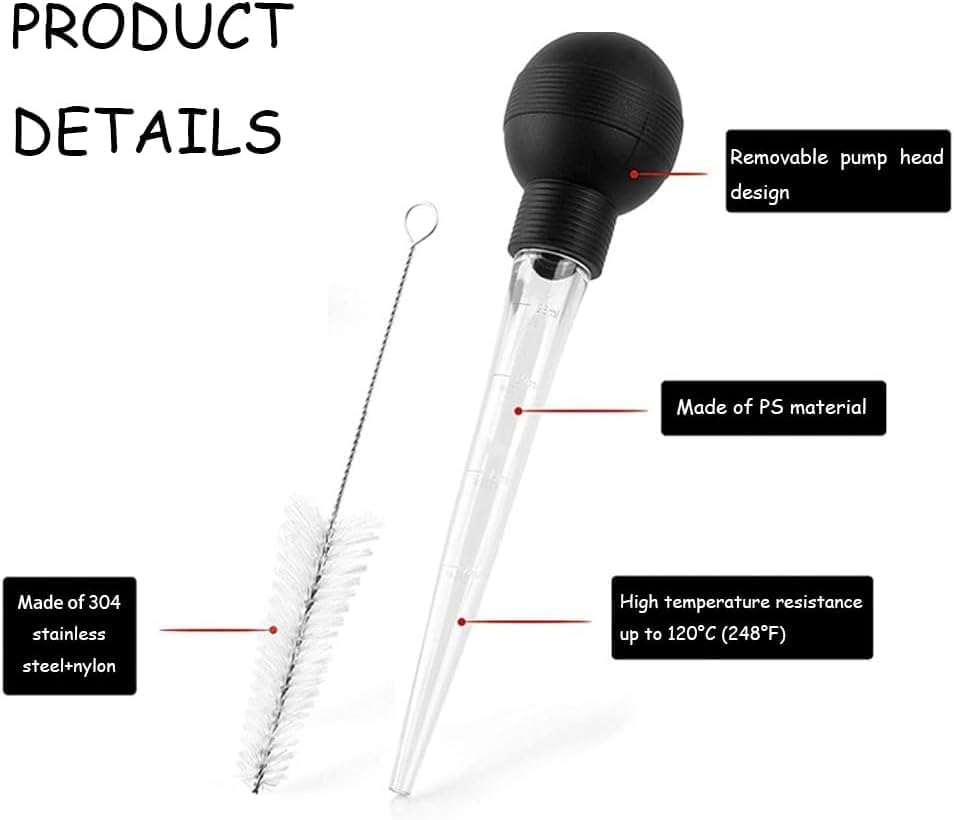 1Pclargeturkey Baster Meatinjector Syringewith Cleanbrush,Turkey Baster Pipette Turkey Baster Syringe Turkey Baster Pipetteturkeybaster Pipette Meat Baster Syringe Rubber Butter Baster Syringe image number 5